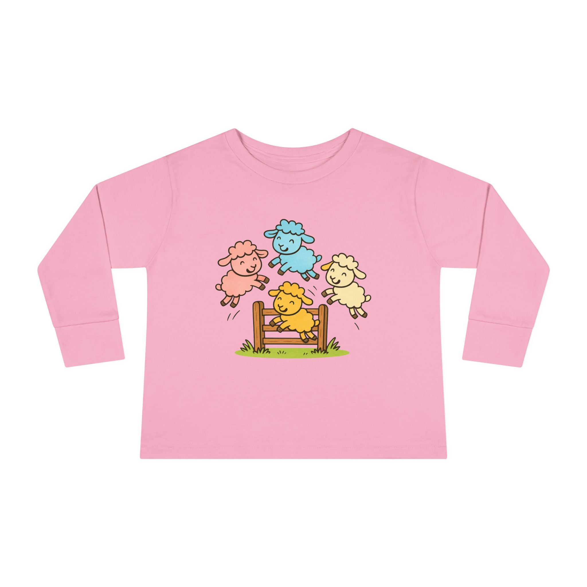 Toddler Long Sleeve Tee — Colorful Jumping Sheep Kids Shirt