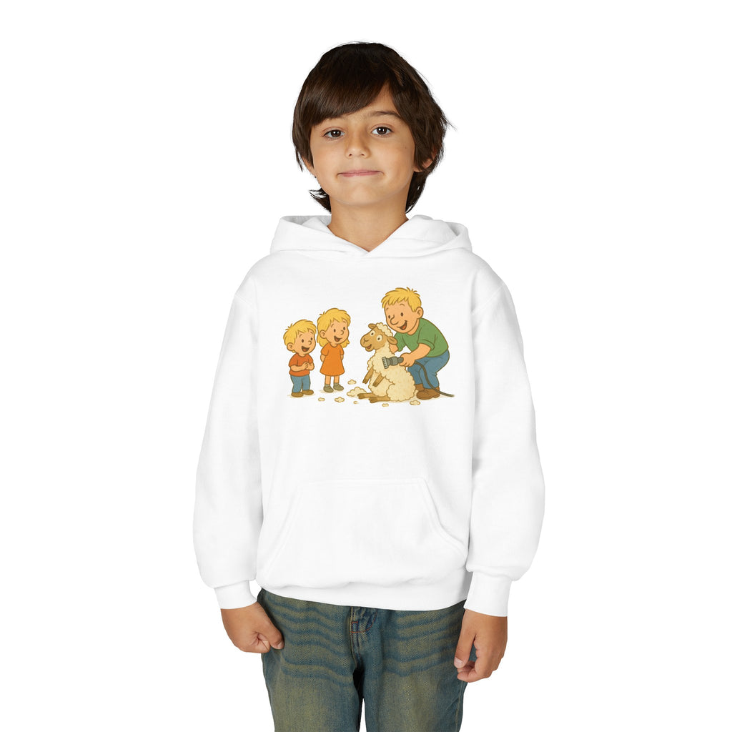 Youth Hoodie — Vintage Kids & Dog Graphic Pullover