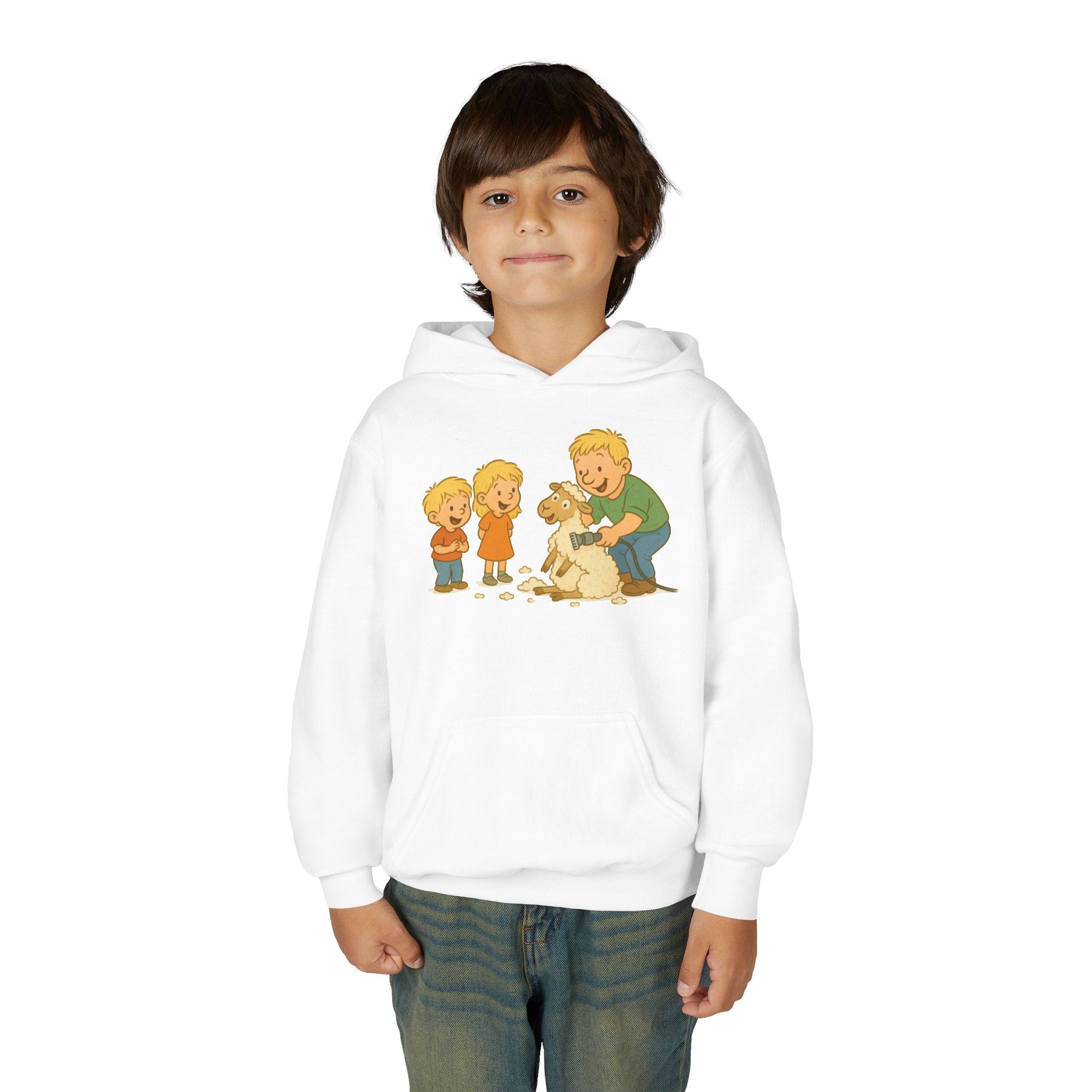 Youth Hoodie — Vintage Kids & Dog Graphic Pullover