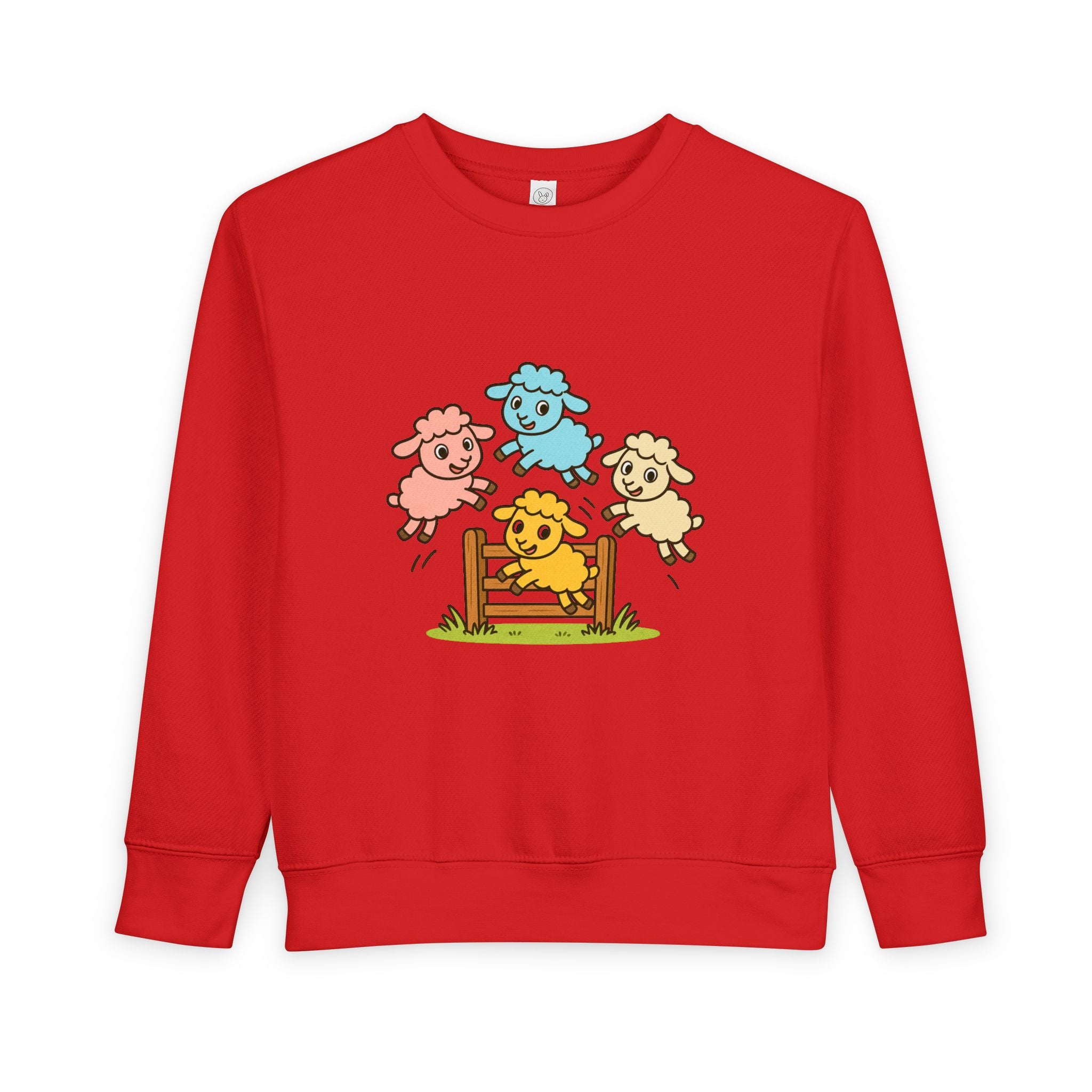Cute Jumping Sheep Toddler Sweatshirt — Colorful Farm Animal Kids Pullover