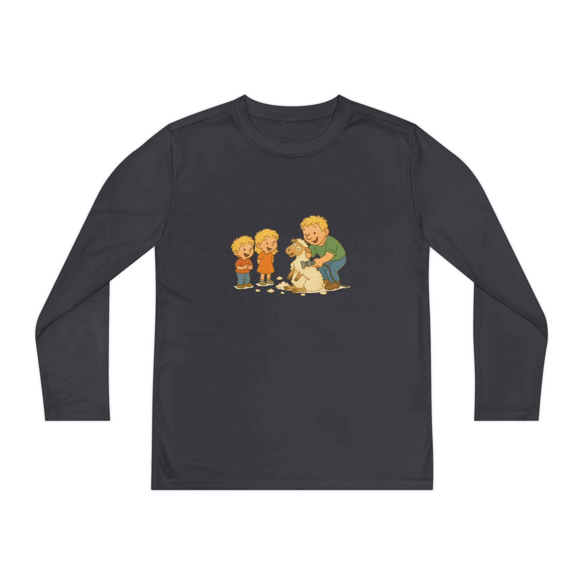 Youth Long Sleeve Tee – Kids & Dad Dog Rescue Illustration