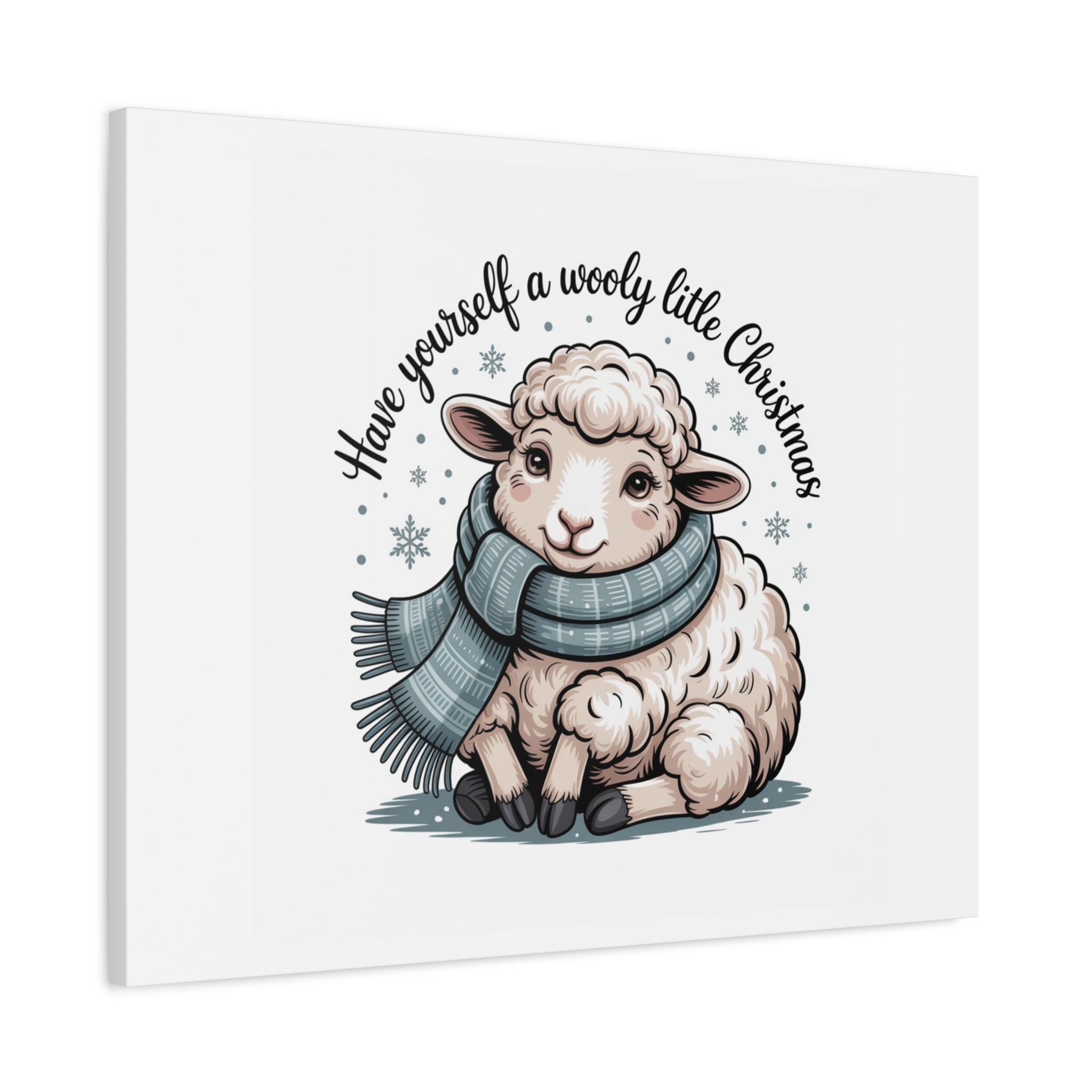 woolly little Christmas sheep Canvas | cozy animal winter print
