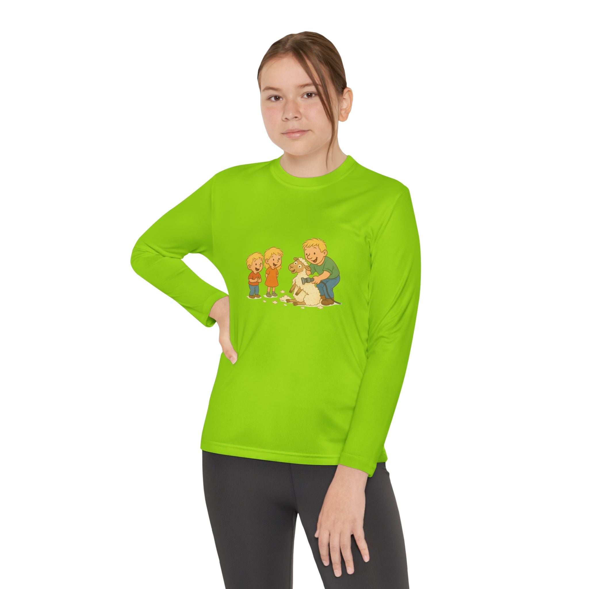 Youth Long Sleeve Tee – Kids & Dad Dog Rescue Illustration