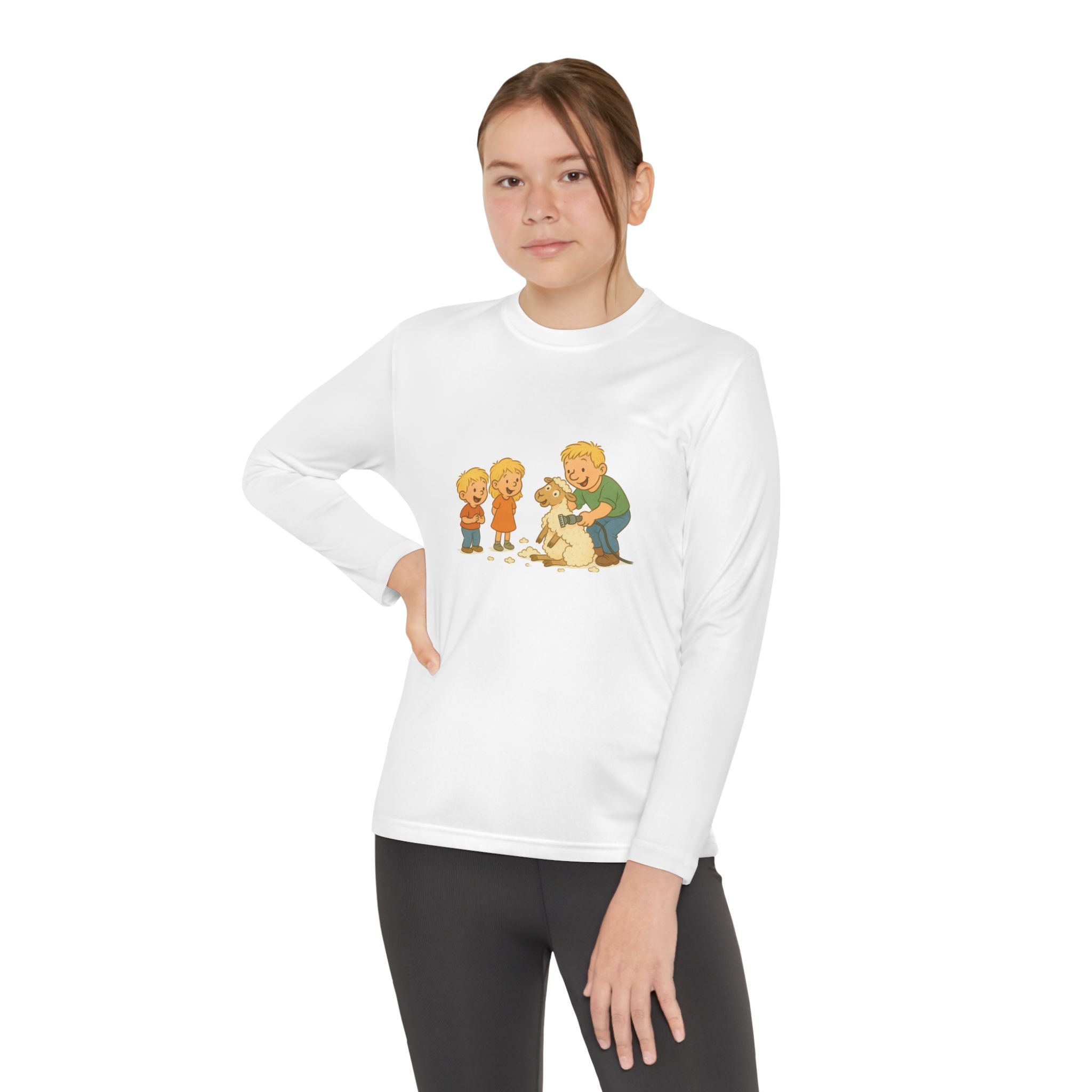 Youth Long Sleeve Tee – Kids & Dad Dog Rescue Illustration