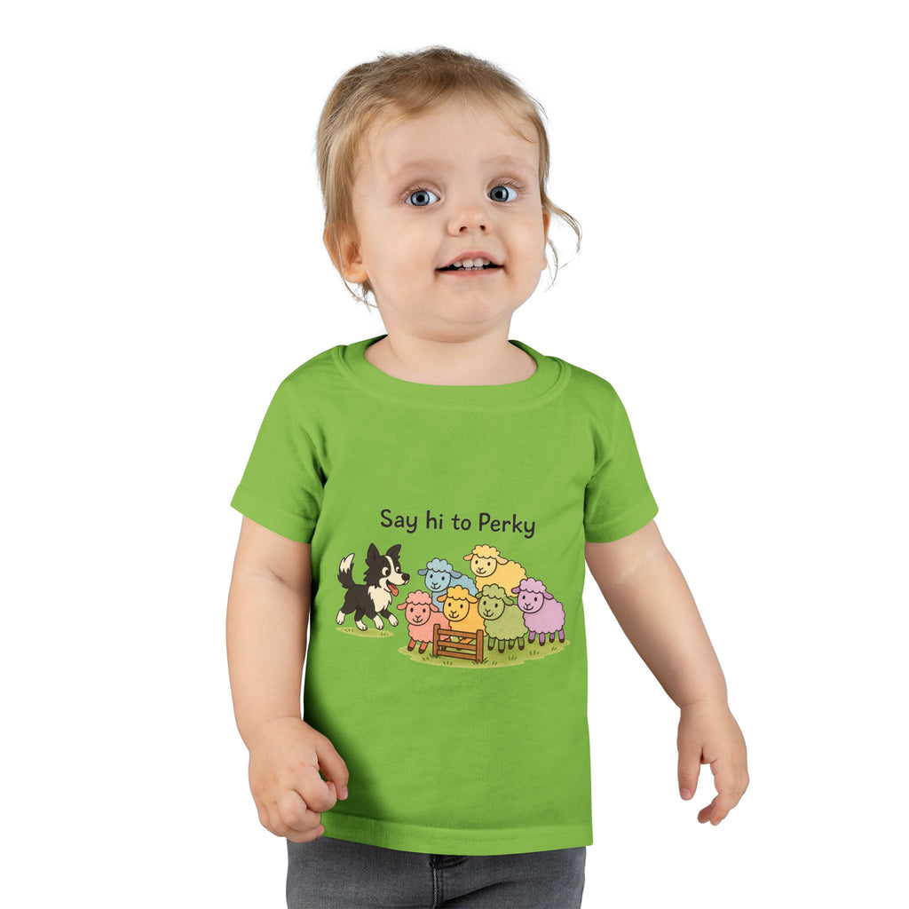 Toddler T-Shirt — "Say Hi to Perky" Cute Pastel Farm Animal Tee