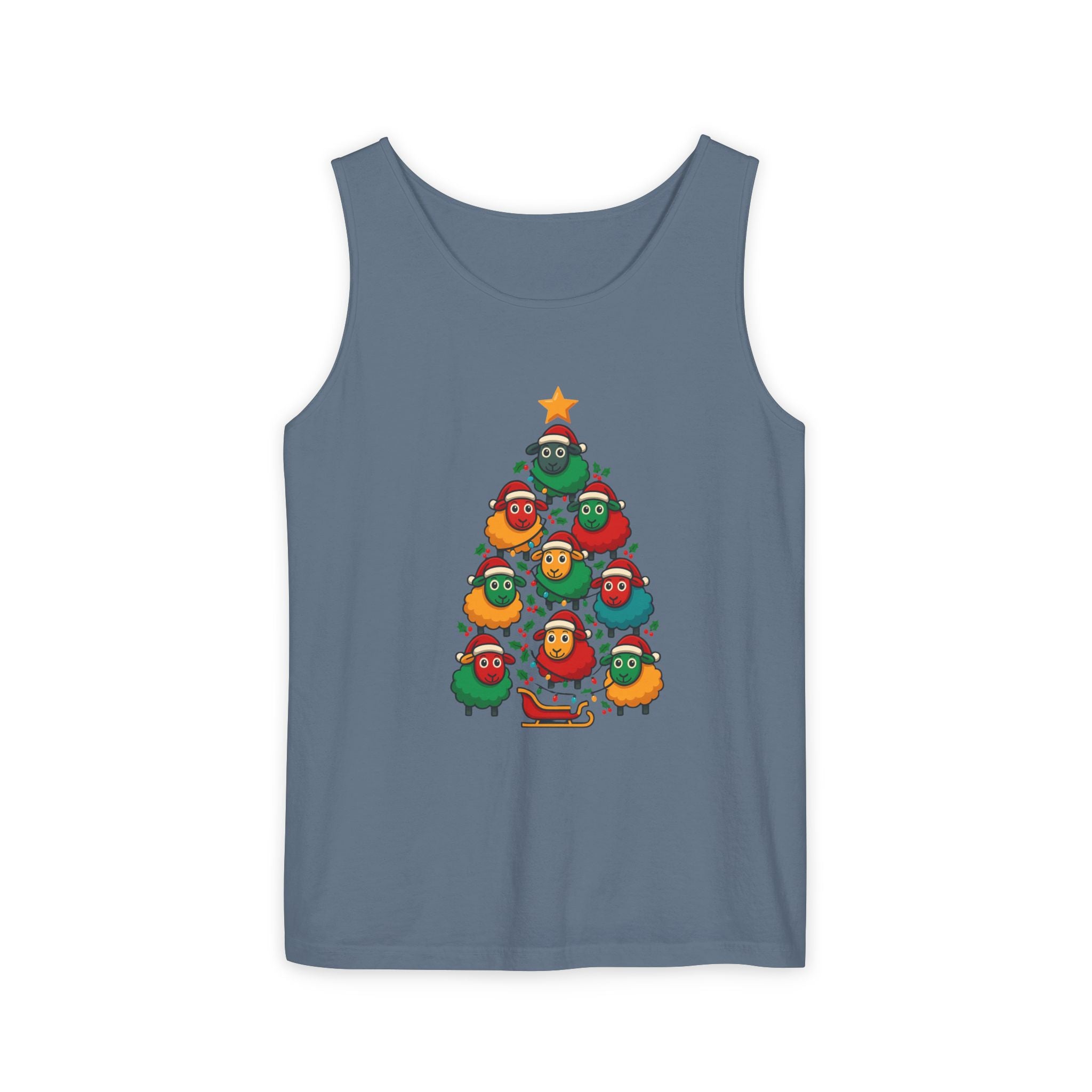 Christmas Sheep Tree Tank Top – Cute Holiday Chick Ornament Design