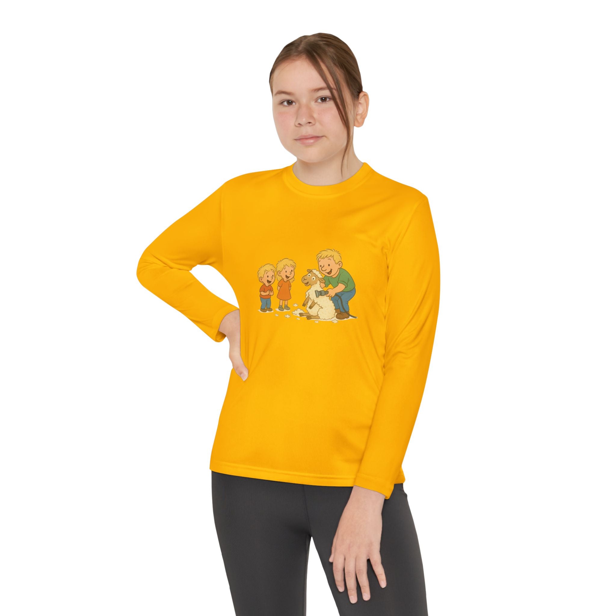 Youth Long Sleeve Tee – Kids & Dad Dog Rescue Illustration