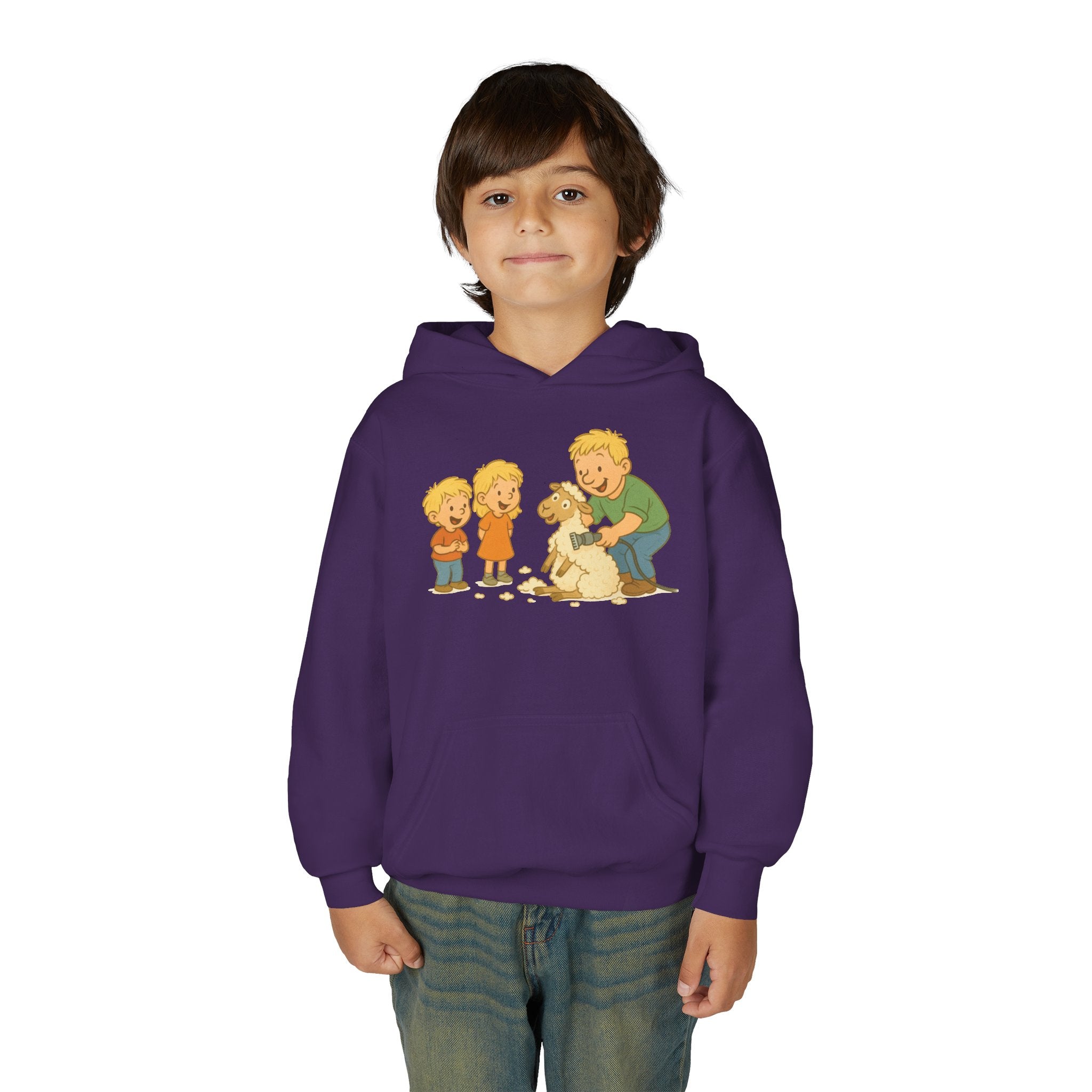 Youth Hoodie — Vintage Kids & Dog Graphic Pullover