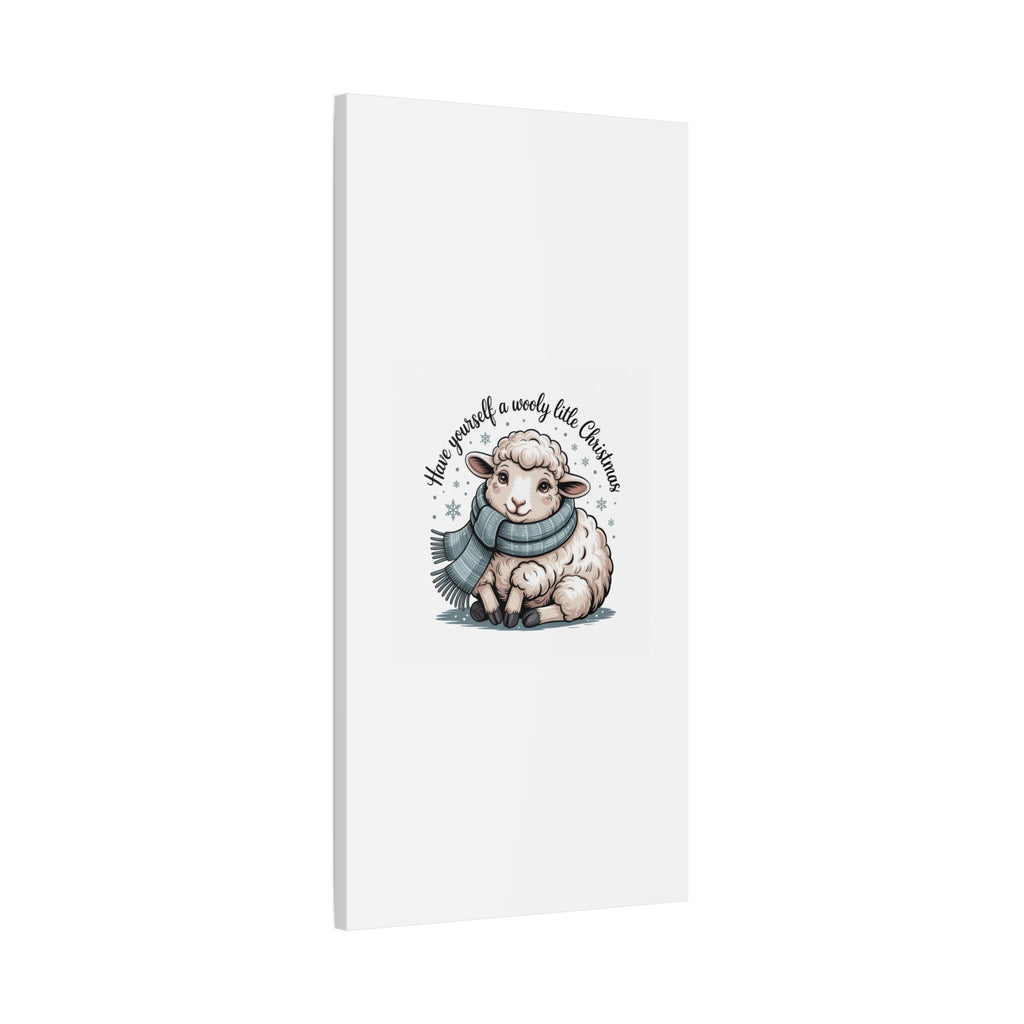 woolly little Christmas sheep Canvas | cozy animal winter print