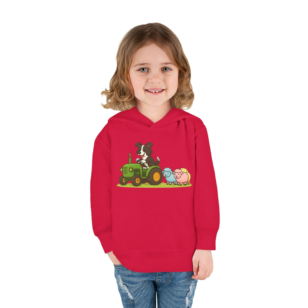 Toddler Hoodie — Cute Farm Tractor with Puppy & Sheep Kids Pullover