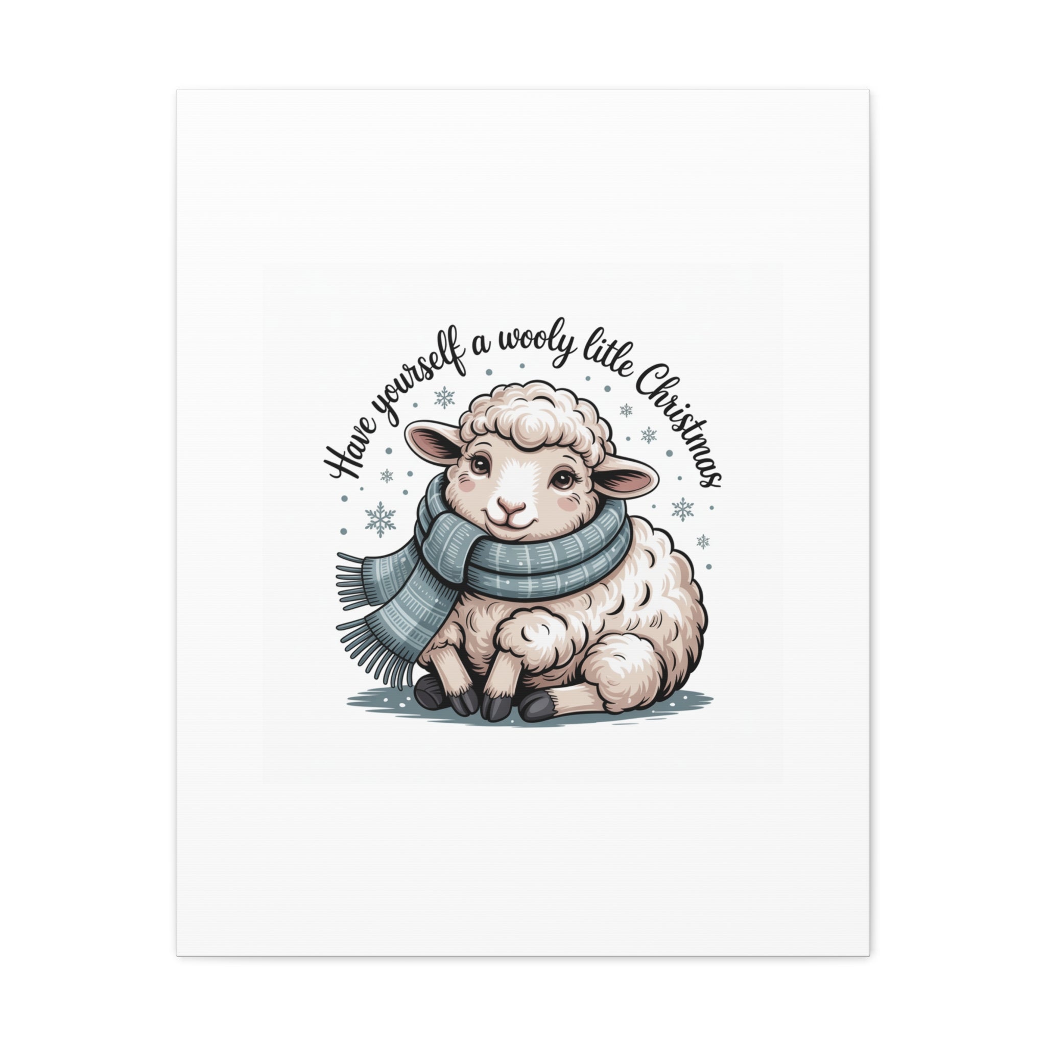 woolly little Christmas sheep Canvas | cozy animal winter print