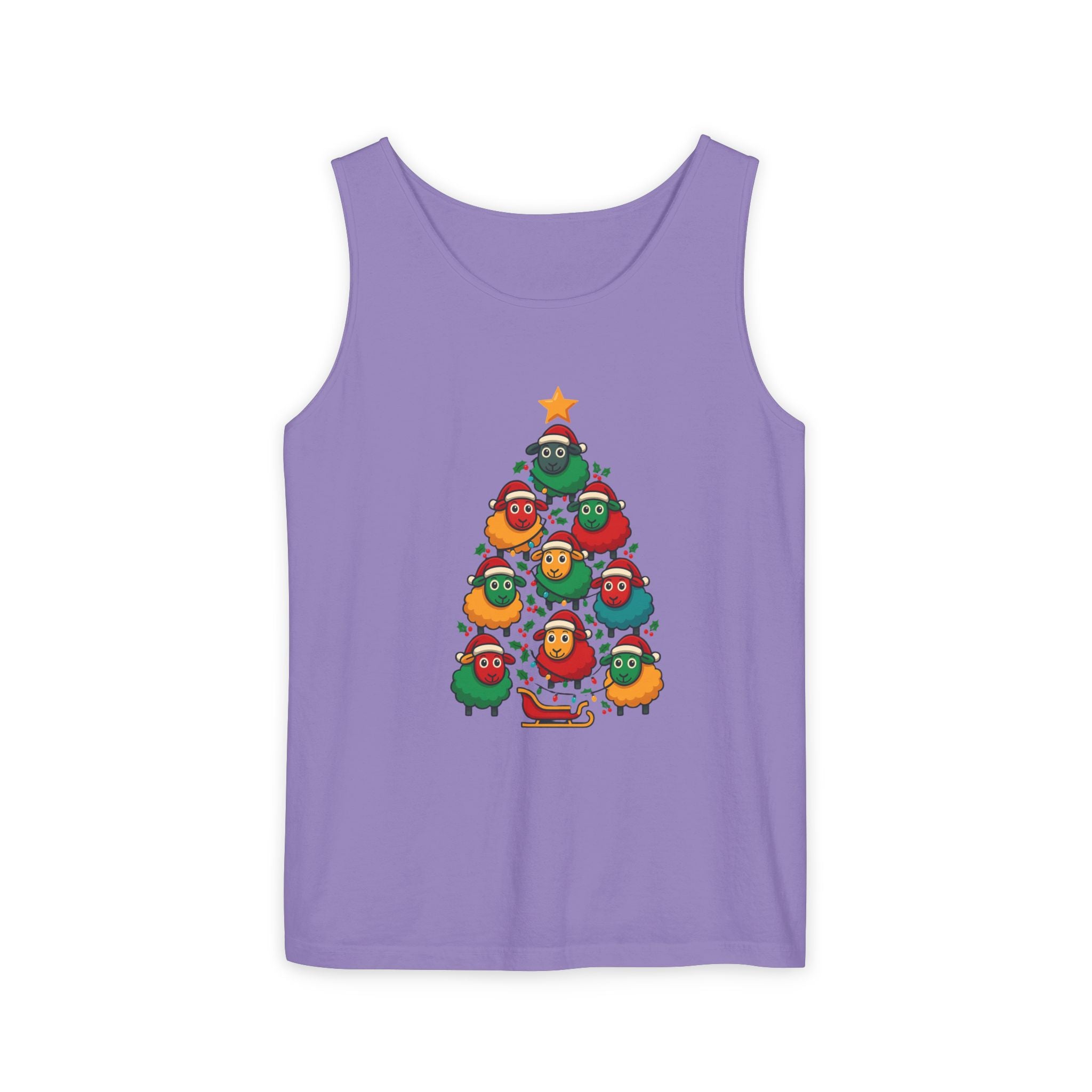 Christmas Sheep Tree Tank Top – Cute Holiday Chick Ornament Design