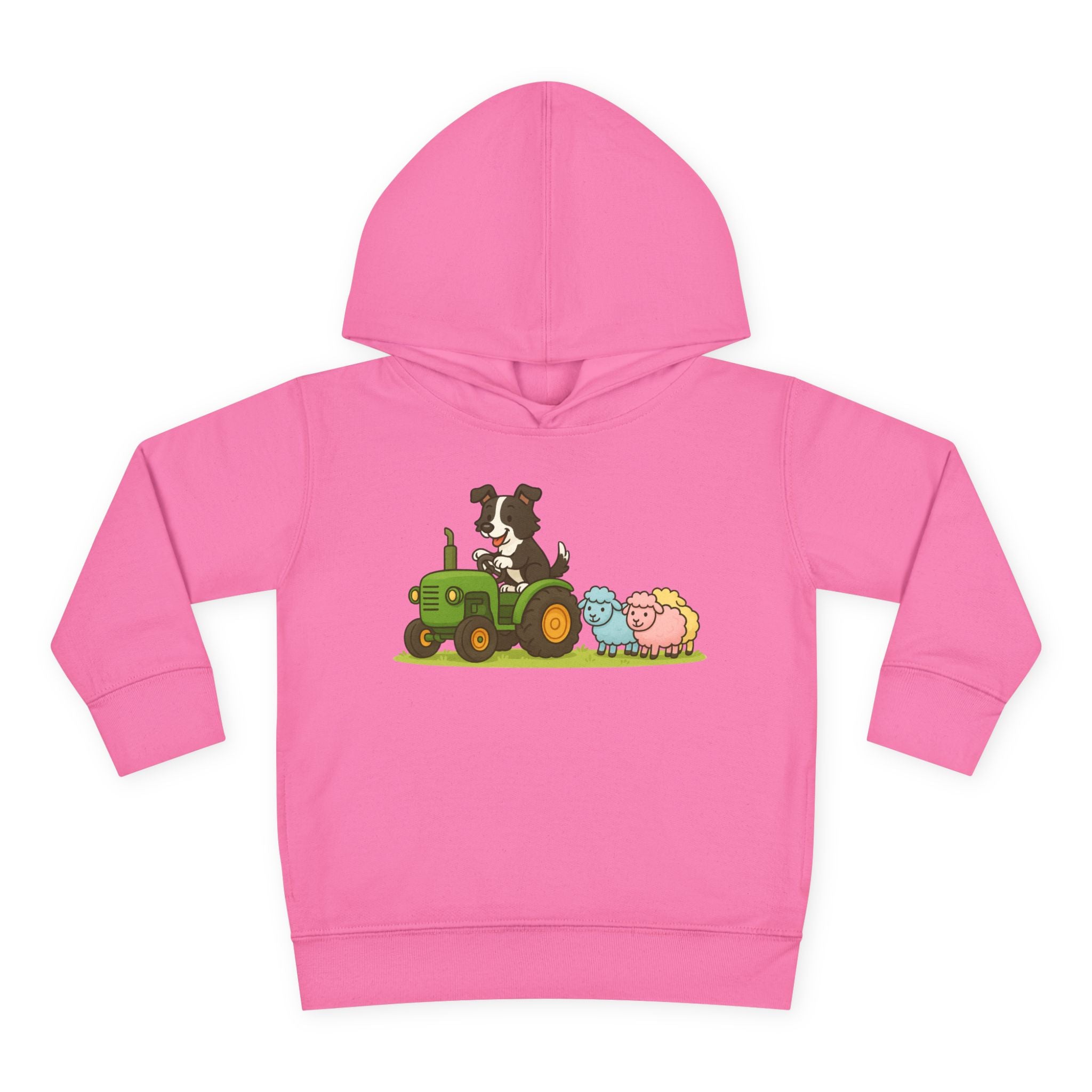 Toddler Hoodie — Cute Farm Tractor with Puppy & Sheep Kids Pullover