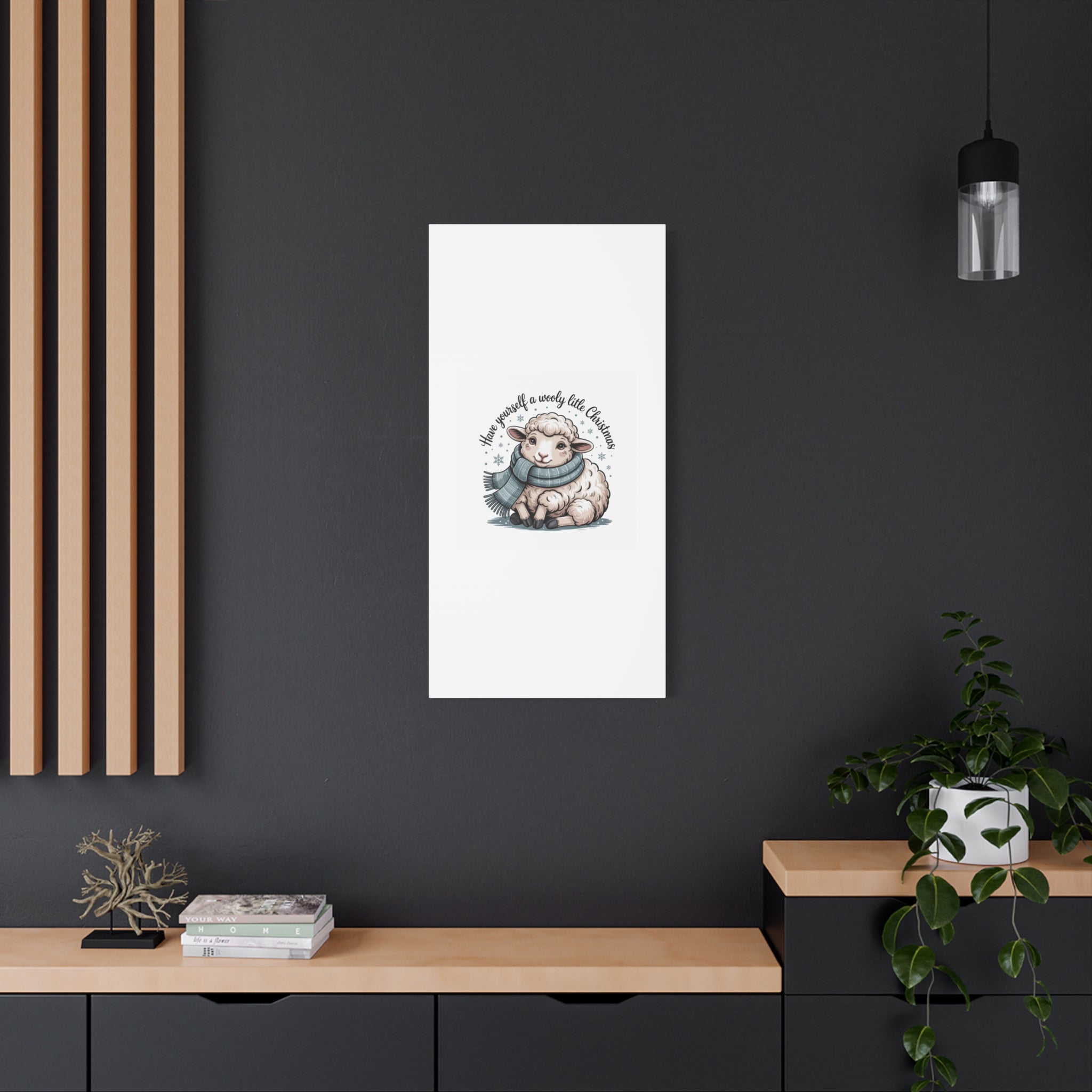 woolly little Christmas sheep Canvas | cozy animal winter print