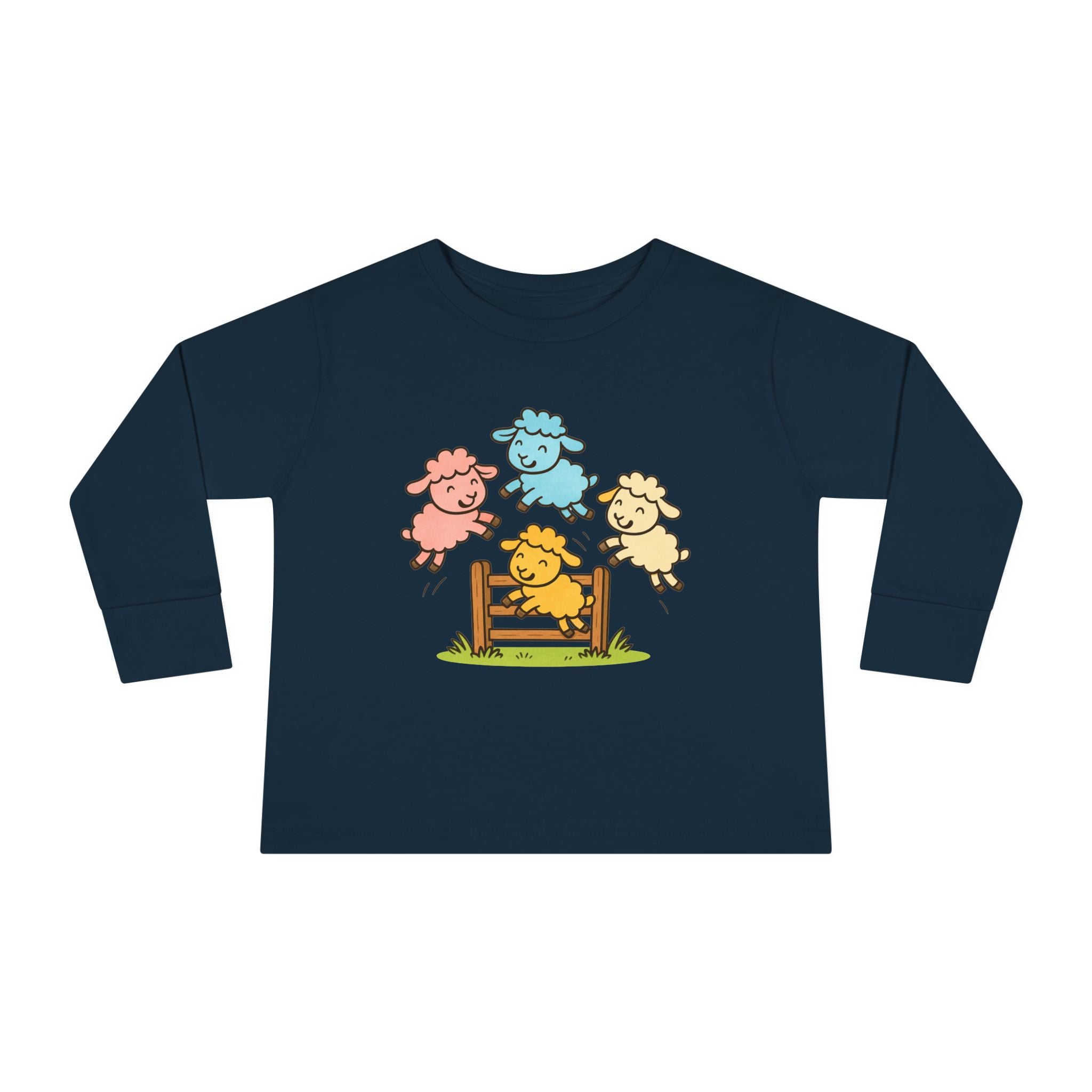 Toddler Long Sleeve Tee — Colorful Jumping Sheep Kids Shirt