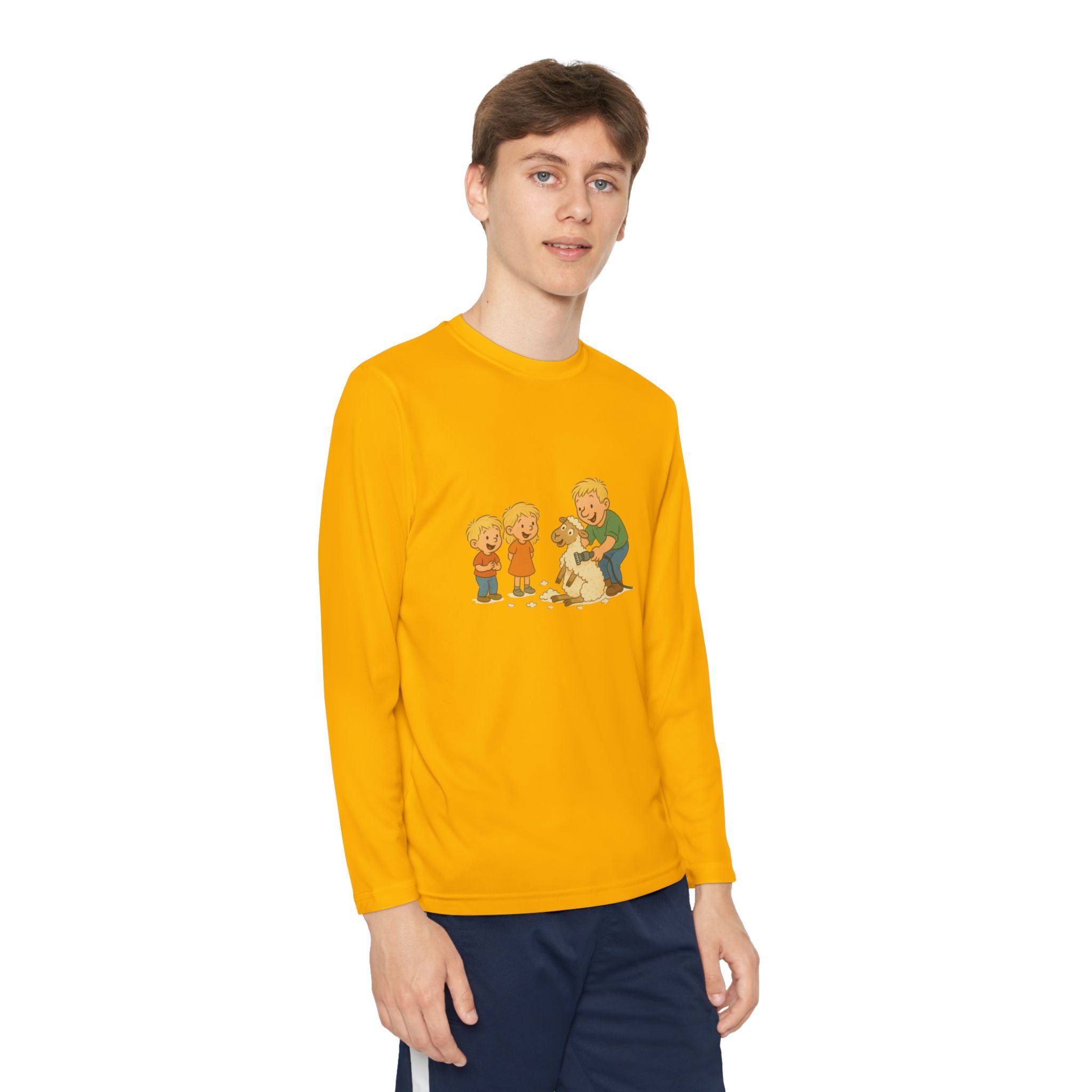 Youth Long Sleeve Tee – Kids & Dad Dog Rescue Illustration