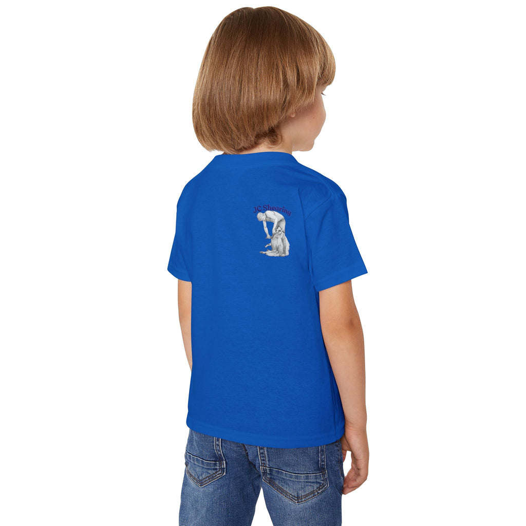 Toddler T-Shirt — Cartoon Farm Tractor with Border Collie & Sheep Friends