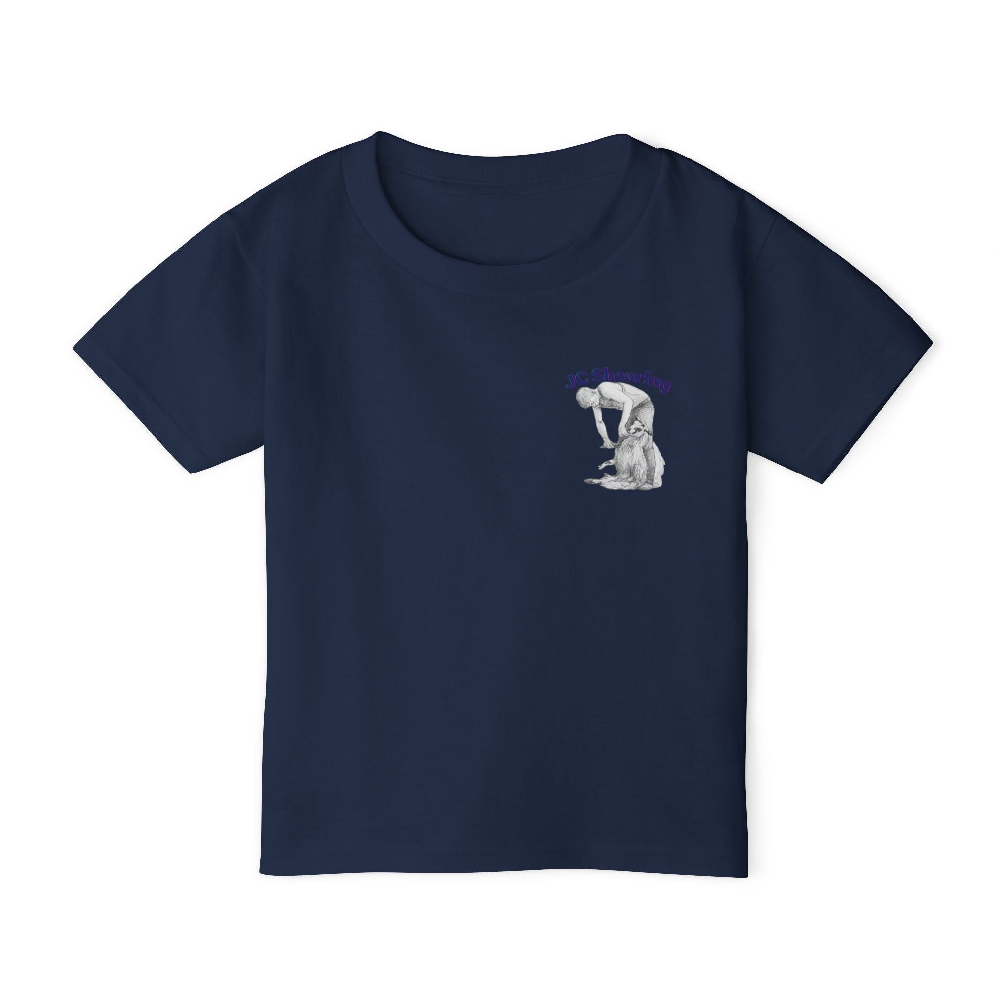 Toddler T-Shirt — Cute Sheep & Dog Cartoon with 'What kind of cars do sheep drive? Lamborghinis!' Back Print