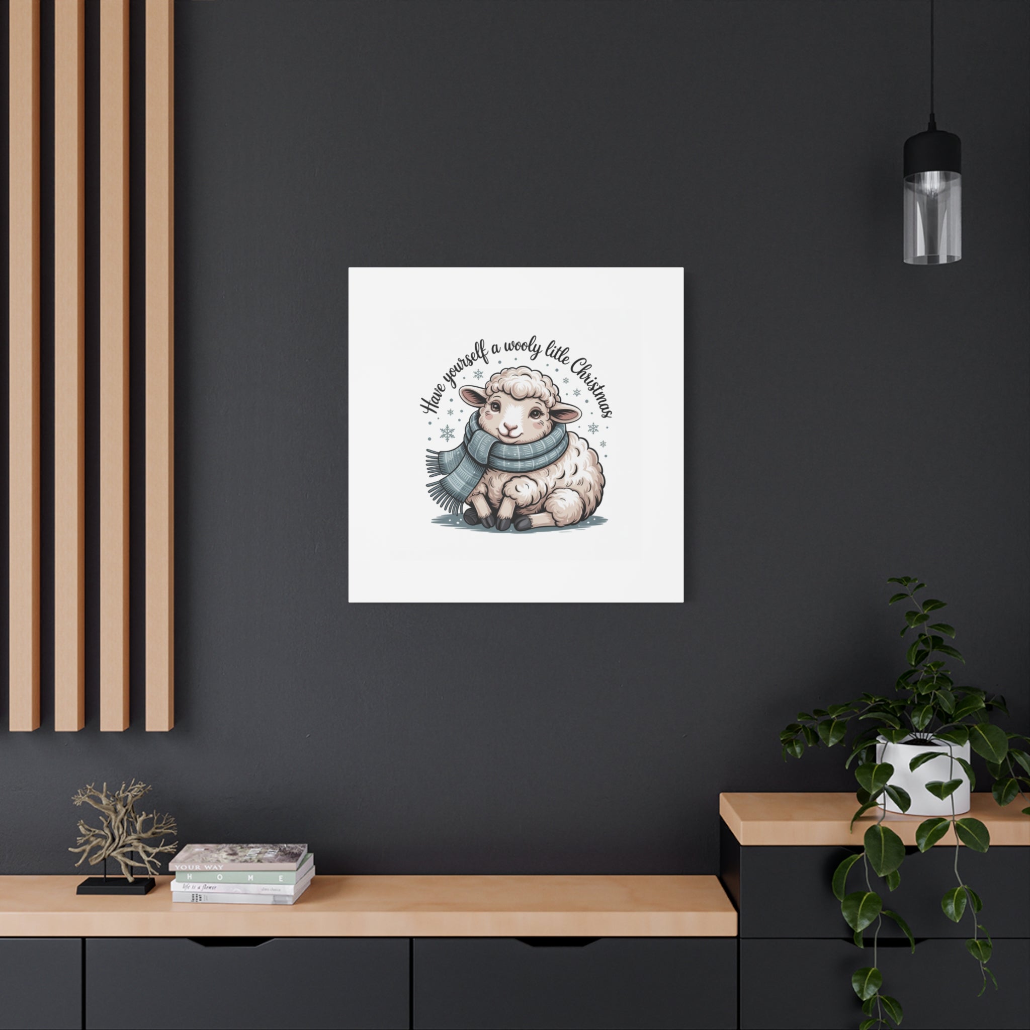 woolly little Christmas sheep Canvas | cozy animal winter print