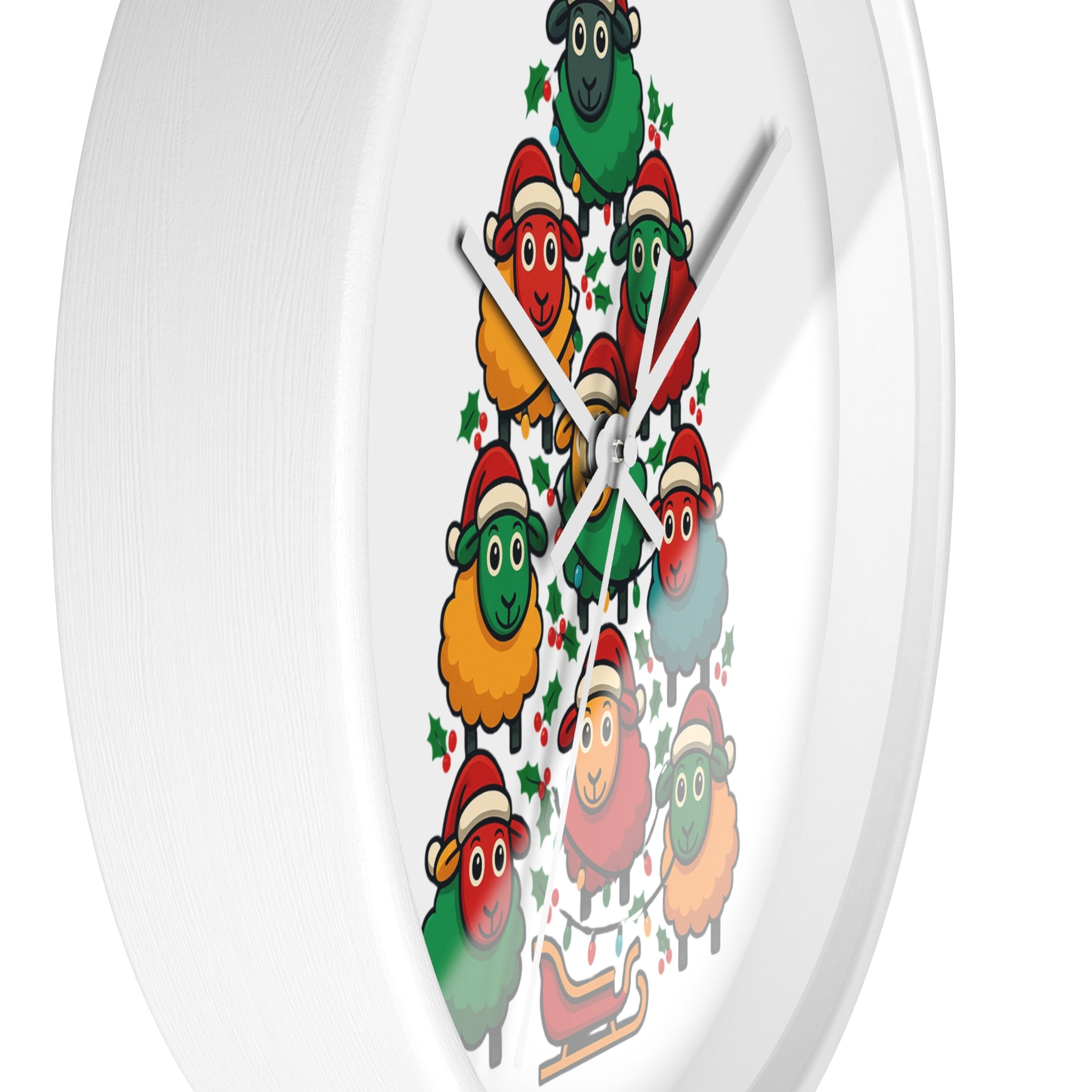 Christmas Sheep Tree Wall Clock — Festive Holiday Home Decor