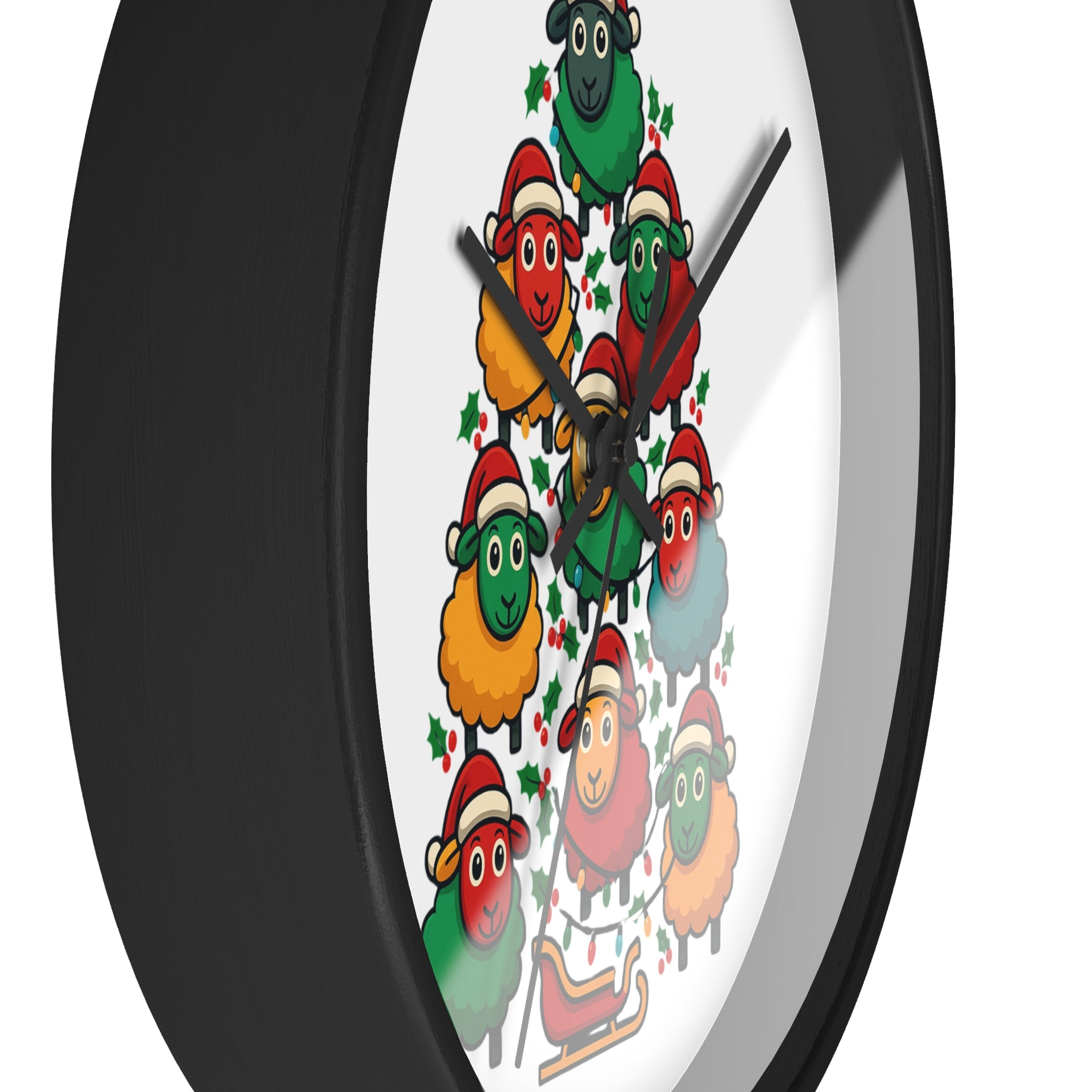 Christmas Sheep Tree Wall Clock — Festive Holiday Home Decor