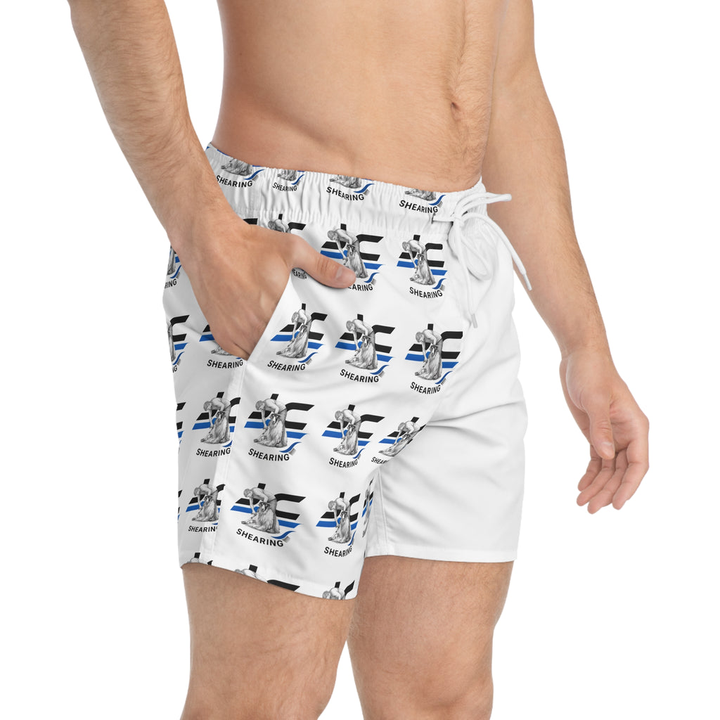 Shearing Pattern Swim Trunks – Sheep Shears All-Over Print Beach Shorts