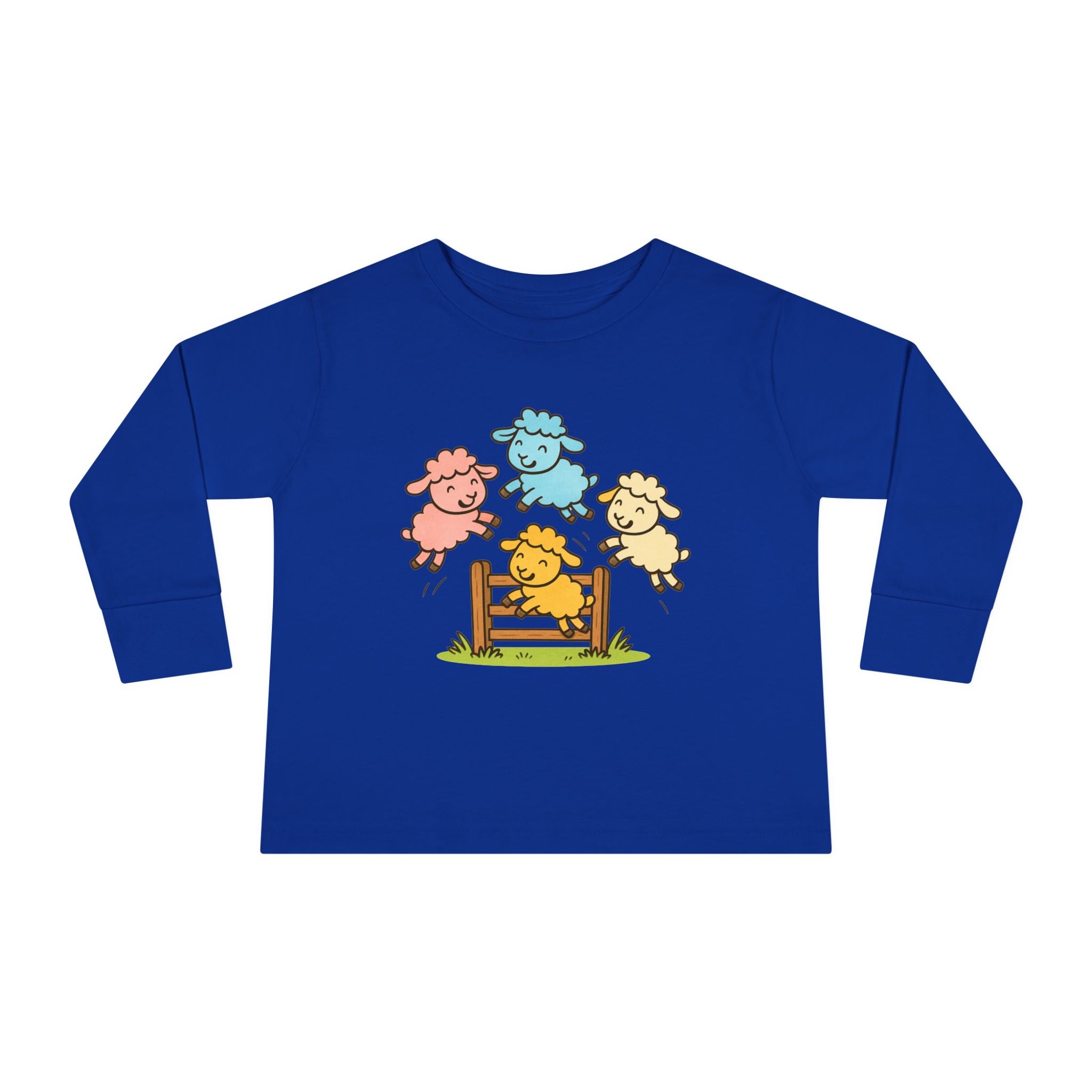Toddler Long Sleeve Tee — Colorful Jumping Sheep Kids Shirt