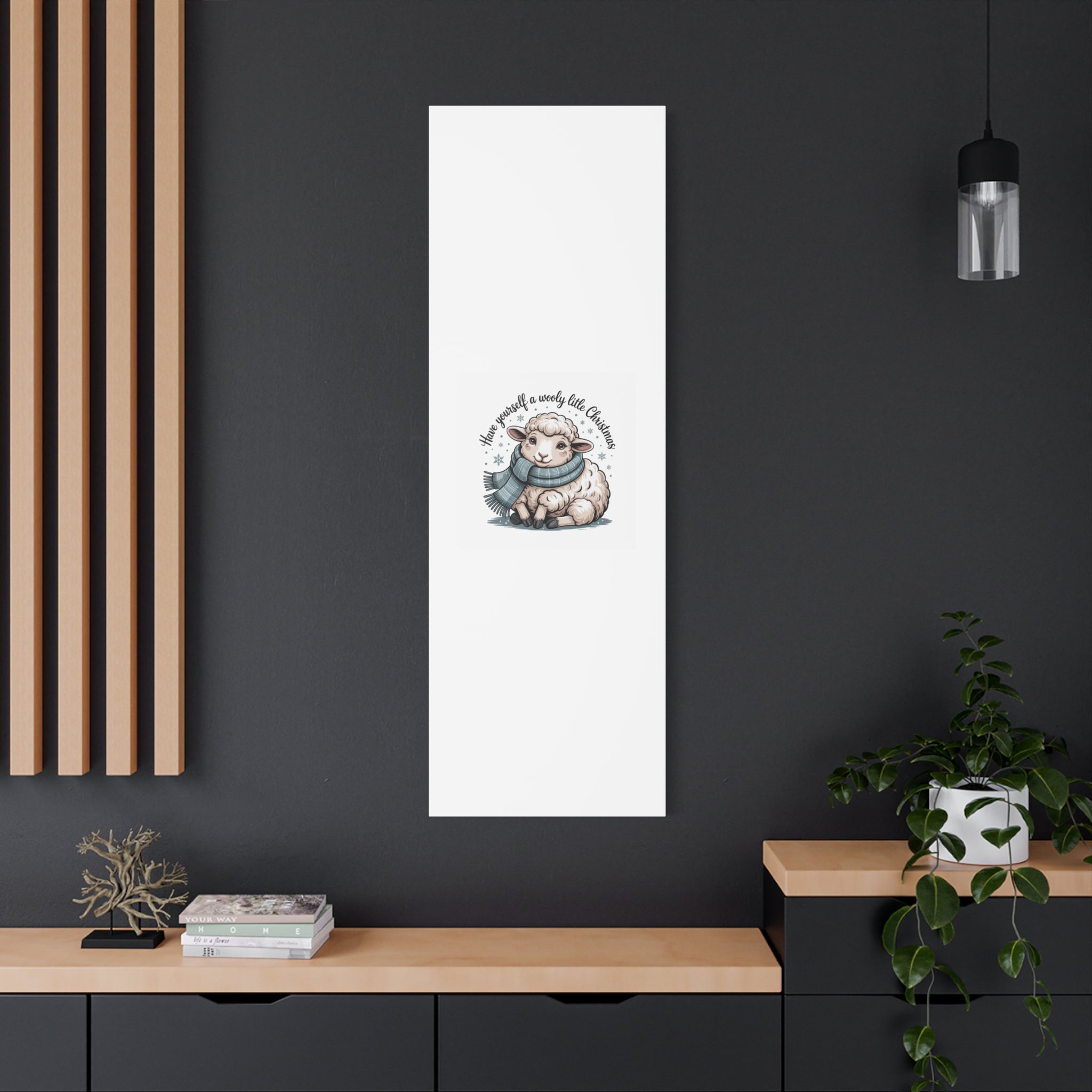 woolly little Christmas sheep Canvas | cozy animal winter print