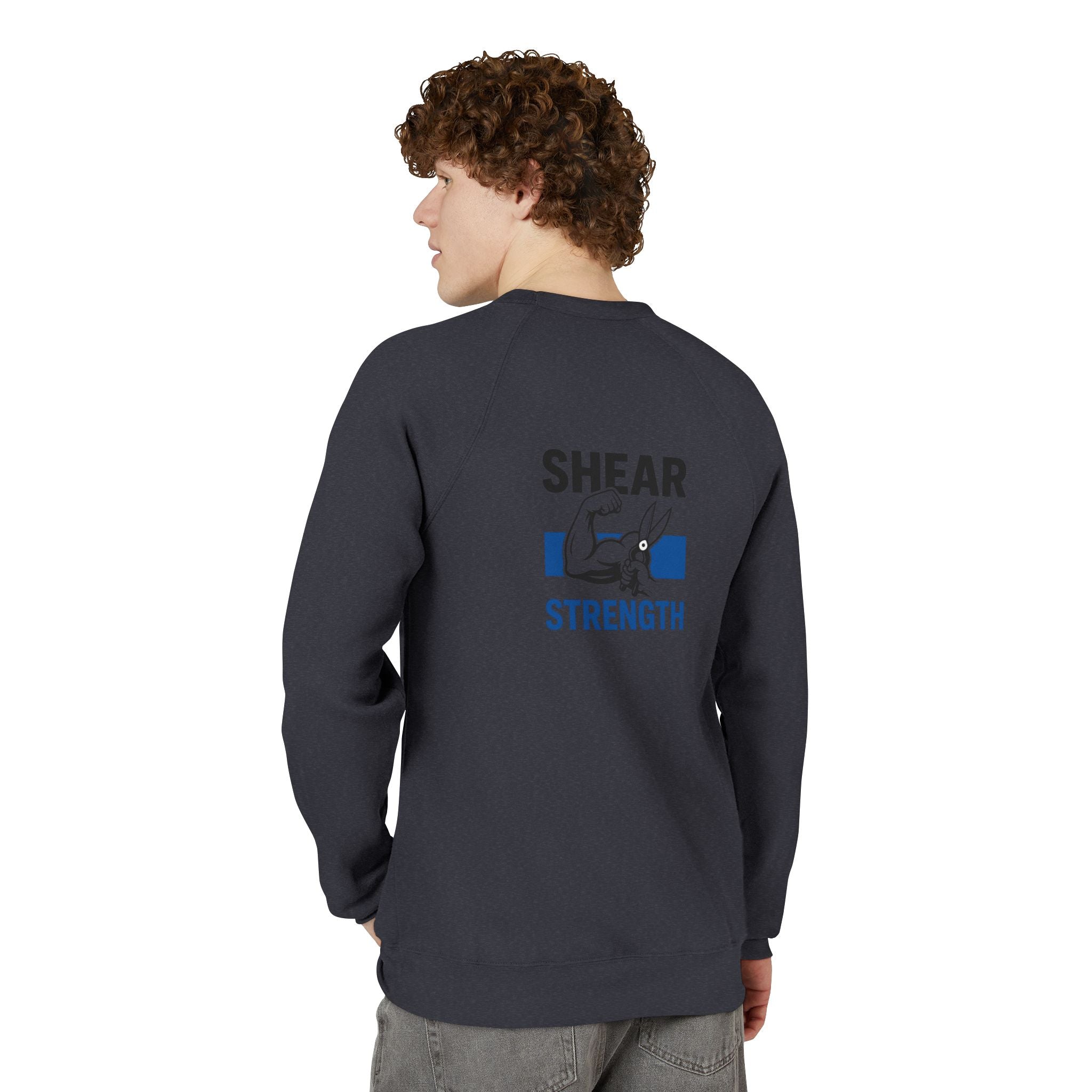 Strength Raglan Sweatshirt — 'Smear Strength' Blue Barbell Crewneck