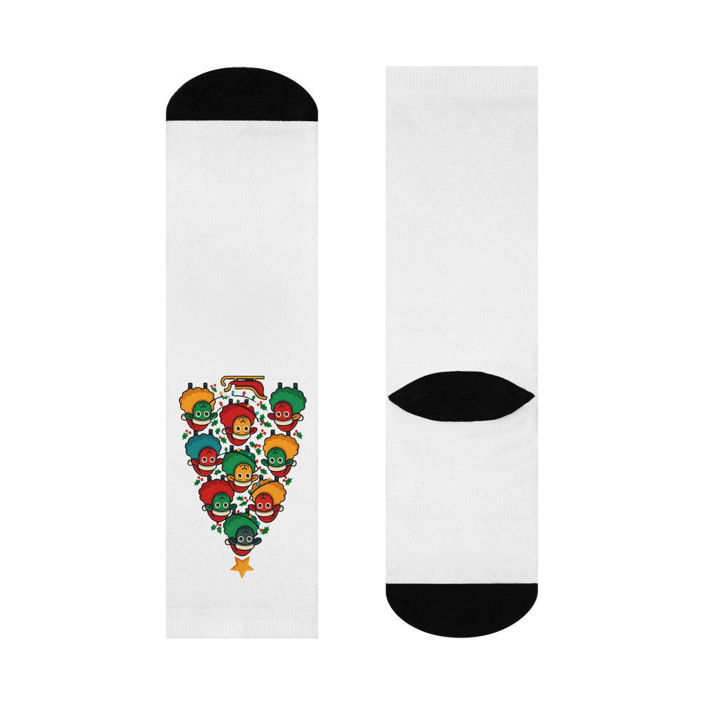 Christmas Tree Emoji Crew Socks — Holiday Cushioned Crew Socks