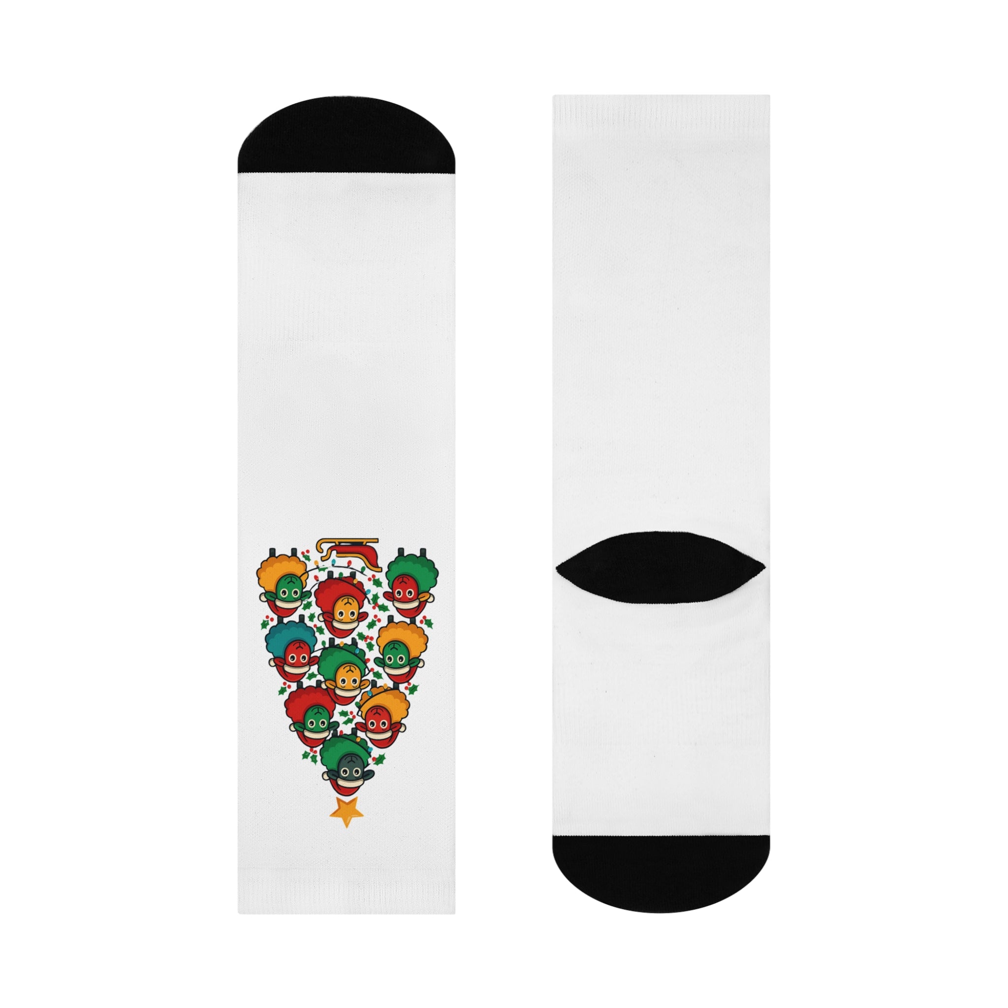 Christmas Tree Emoji Crew Socks — Holiday Cushioned Crew Socks