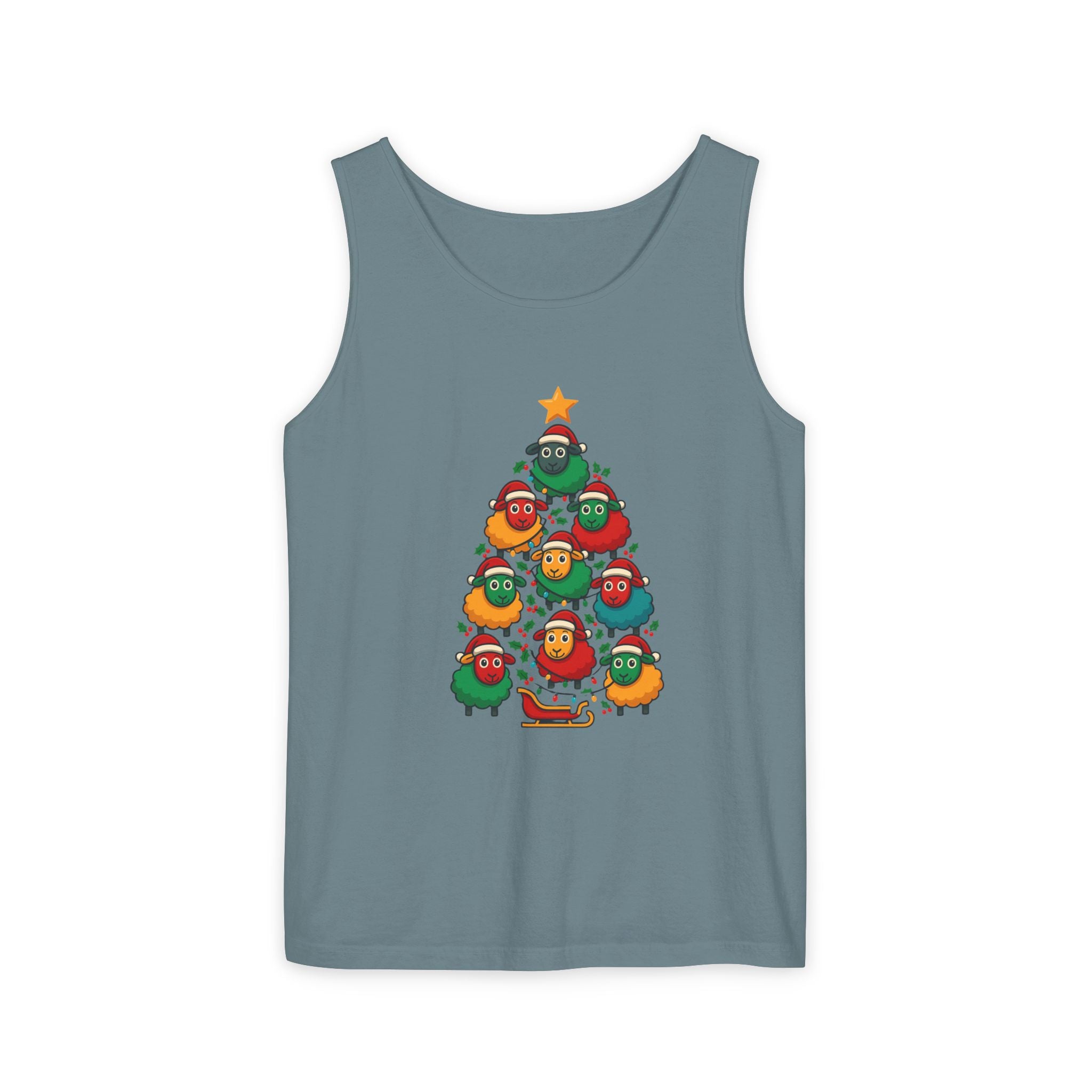 Christmas Sheep Tree Tank Top – Cute Holiday Chick Ornament Design