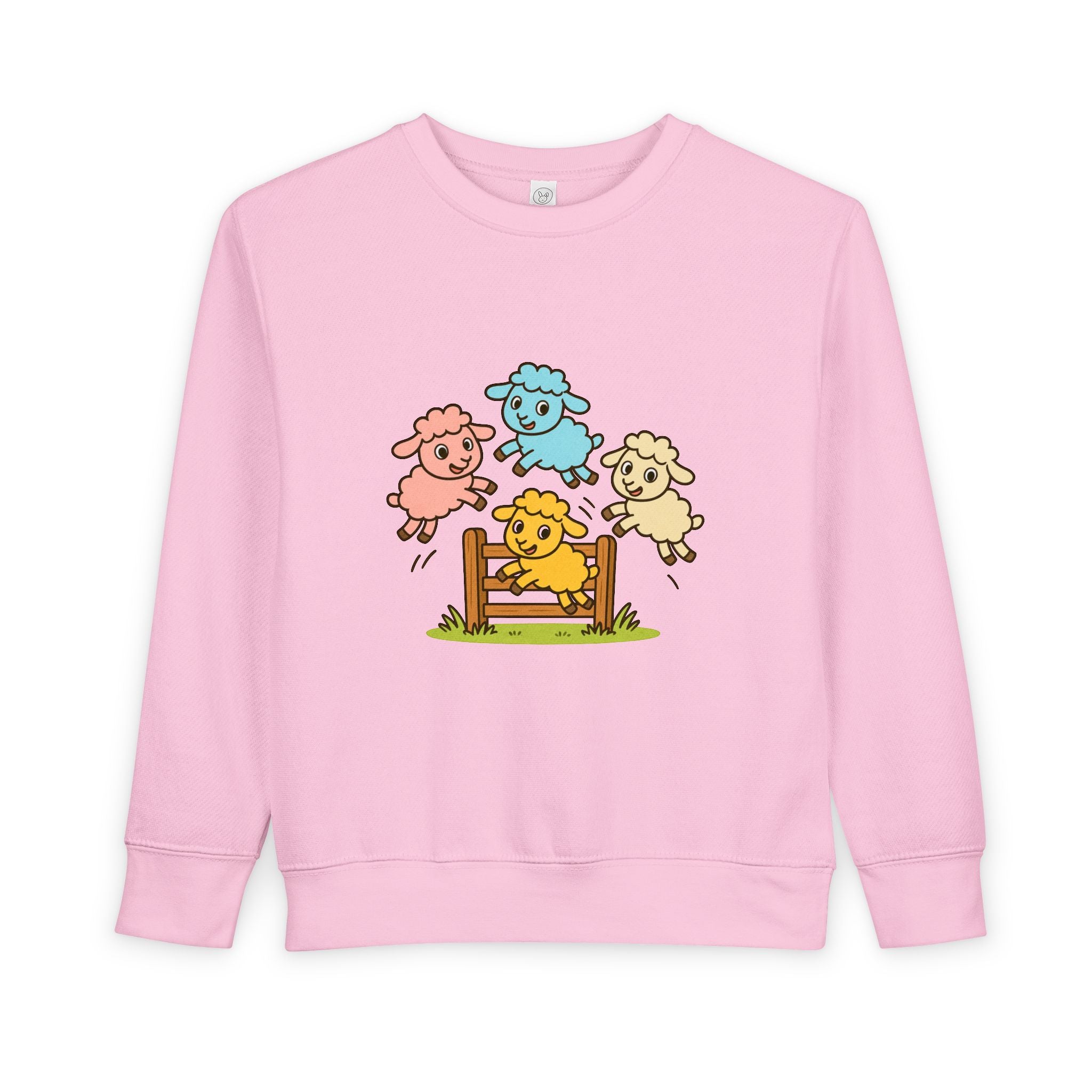 Cute Jumping Sheep Toddler Sweatshirt — Colorful Farm Animal Kids Pullover
