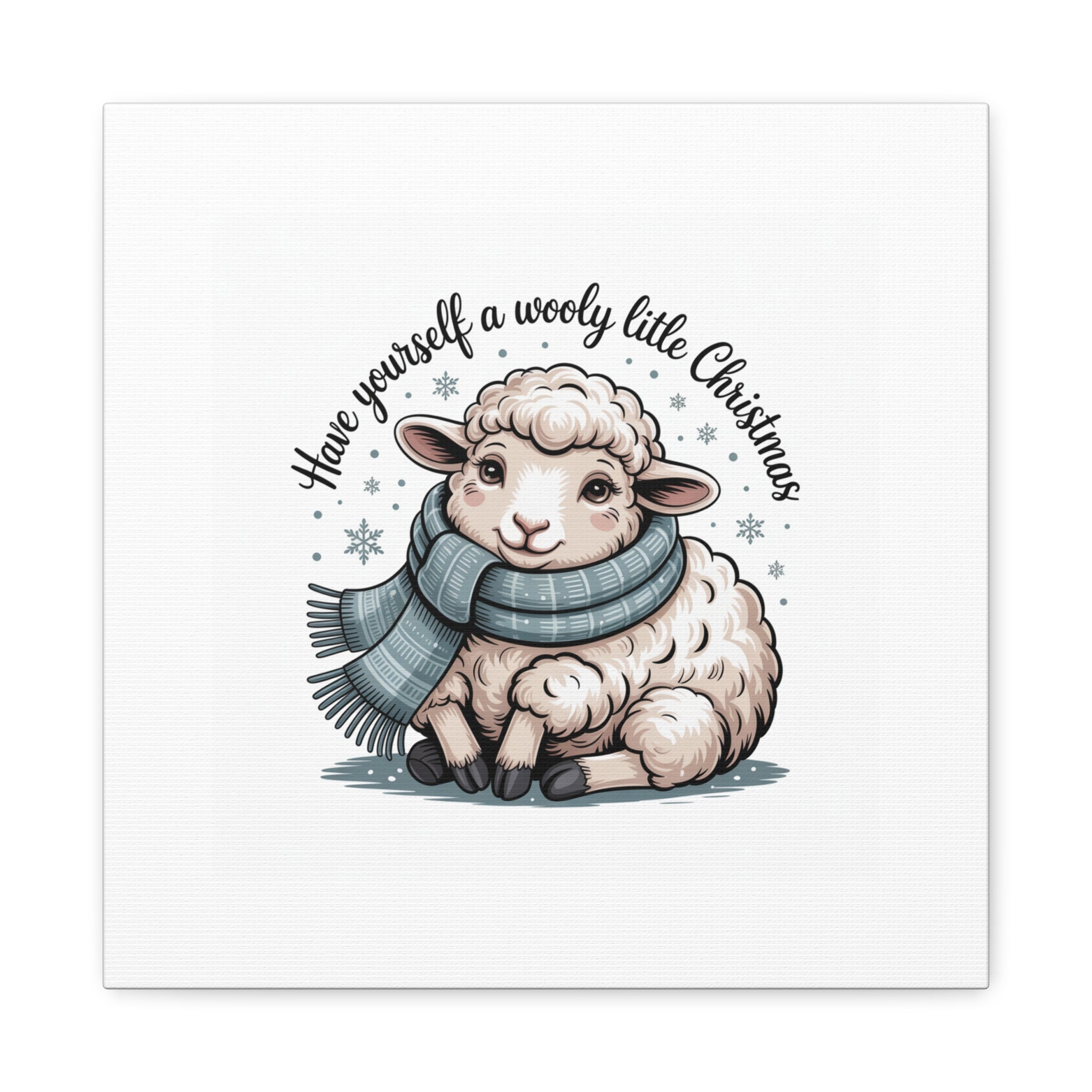 woolly little Christmas sheep Canvas | cozy animal winter print