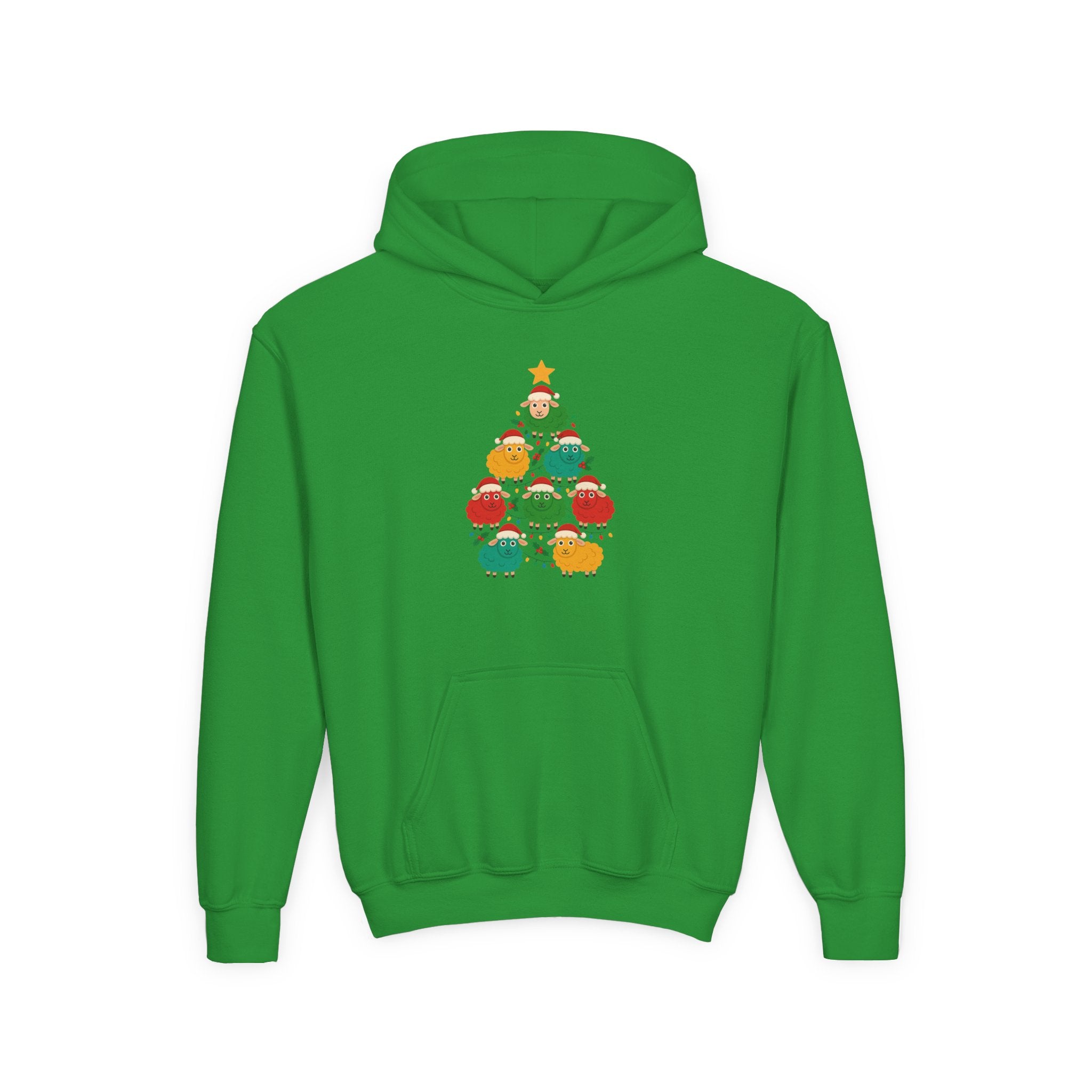 Kids Christmas Sheep Tree Hoodie — Cute Holiday Youth Sweatshirt