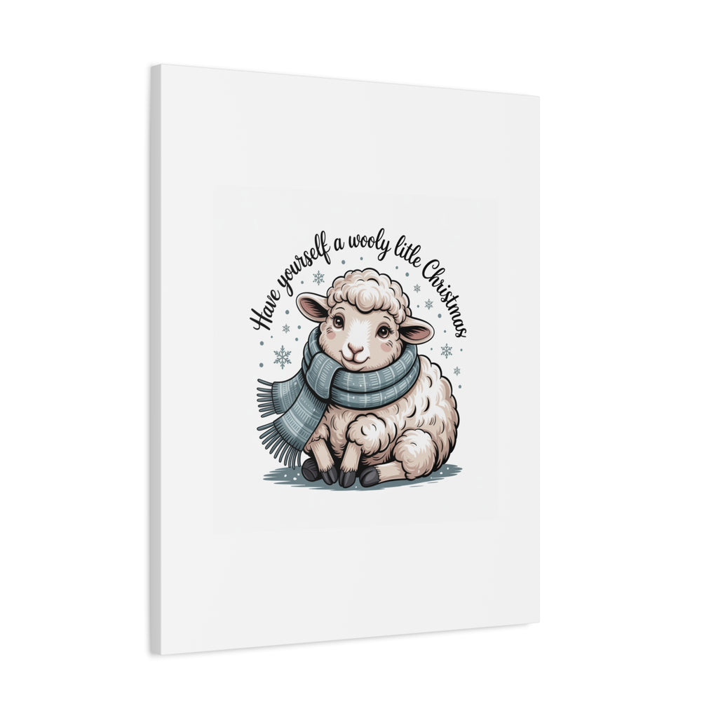 woolly little Christmas sheep Canvas | cozy animal winter print