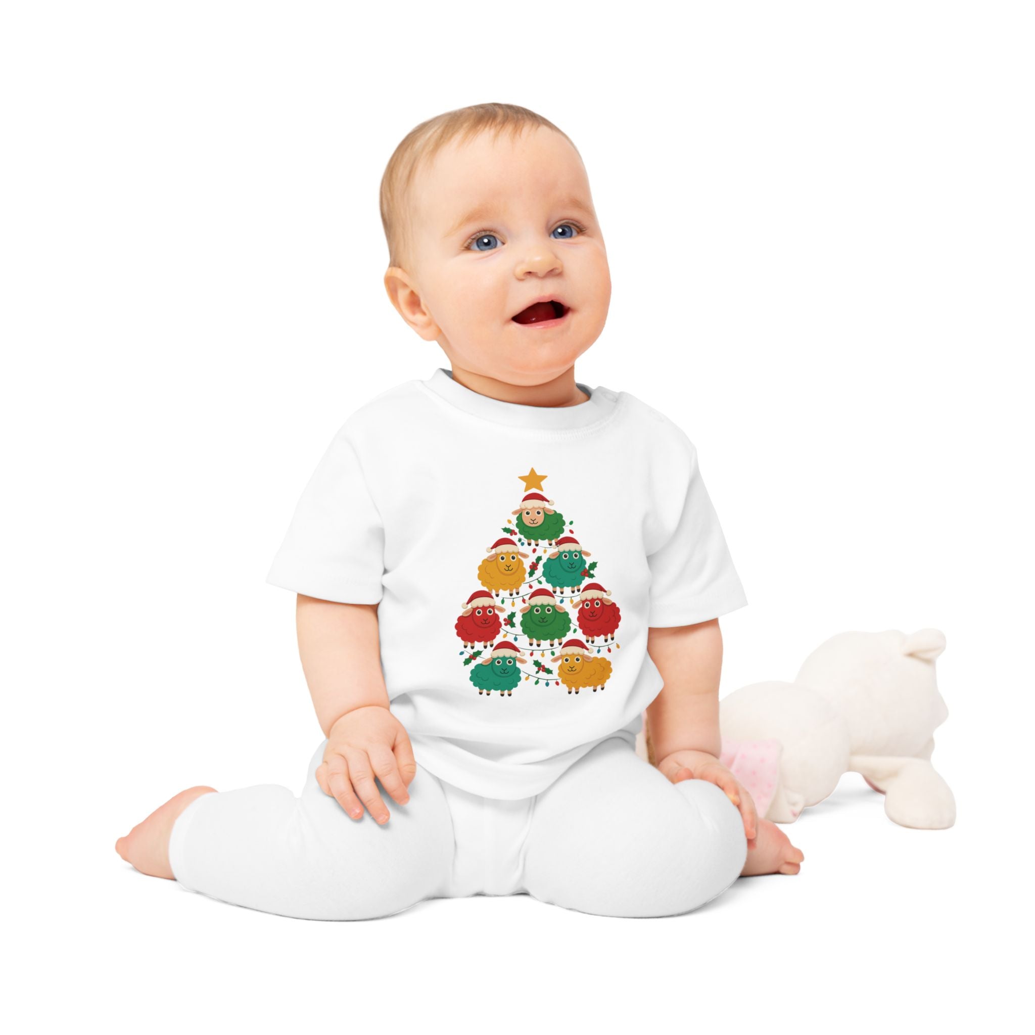Christmas Sheep Tree Baby T-Shirt – Cute Holiday Infant Tee