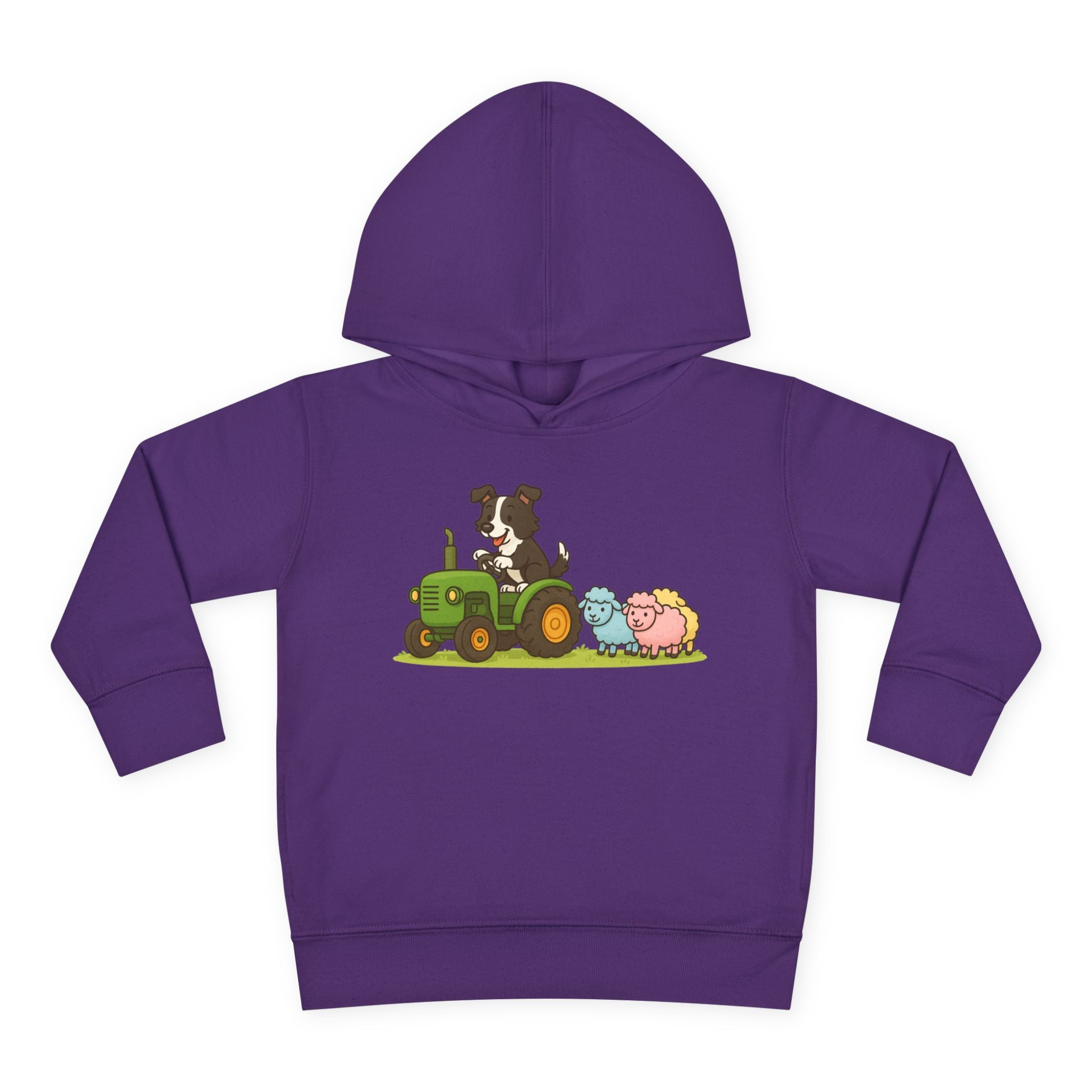 Toddler Hoodie — Cute Farm Tractor with Puppy & Sheep Kids Pullover