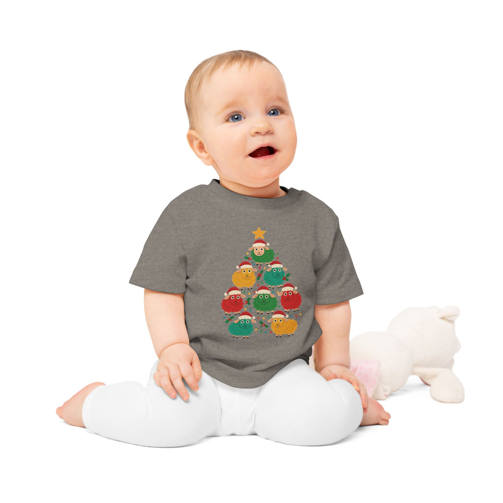 Christmas Sheep Tree Baby T-Shirt – Cute Holiday Infant Tee