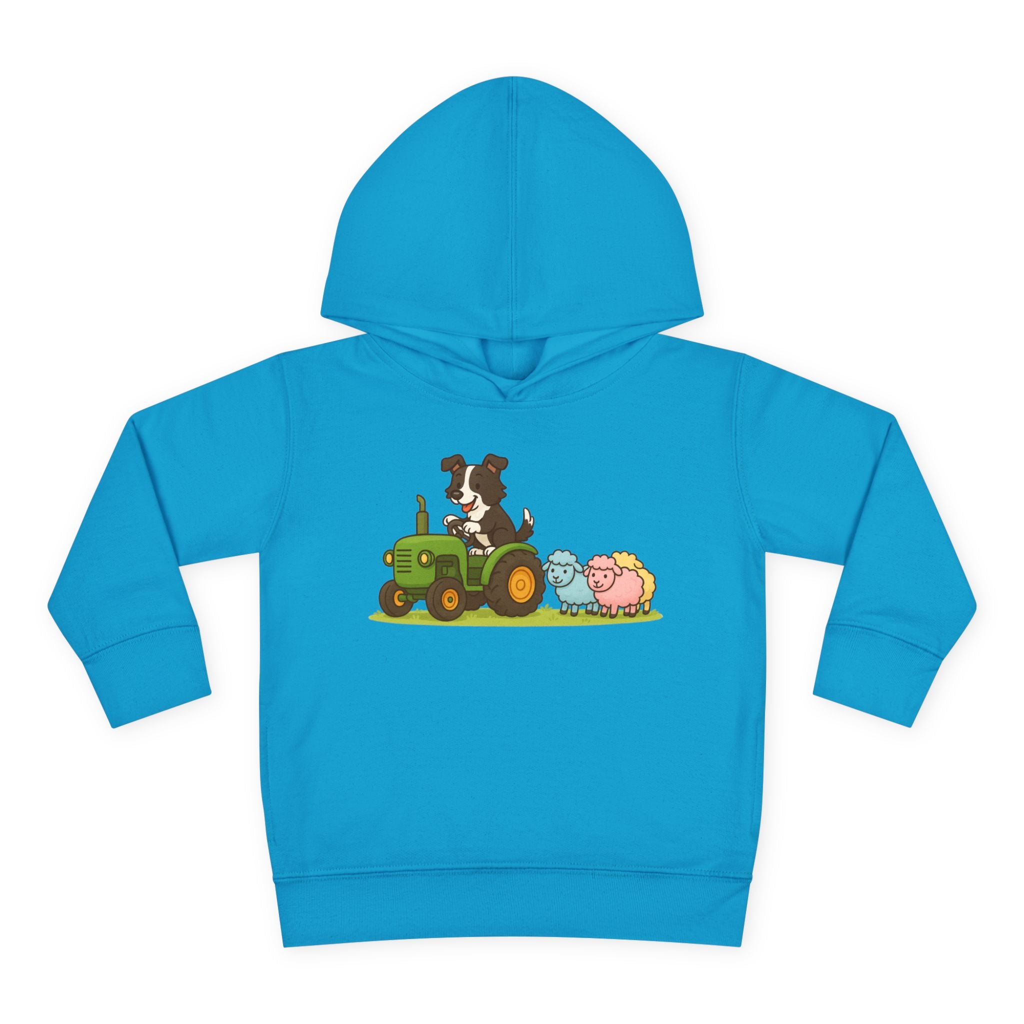 Toddler Hoodie — Cute Farm Tractor with Puppy & Sheep Kids Pullover