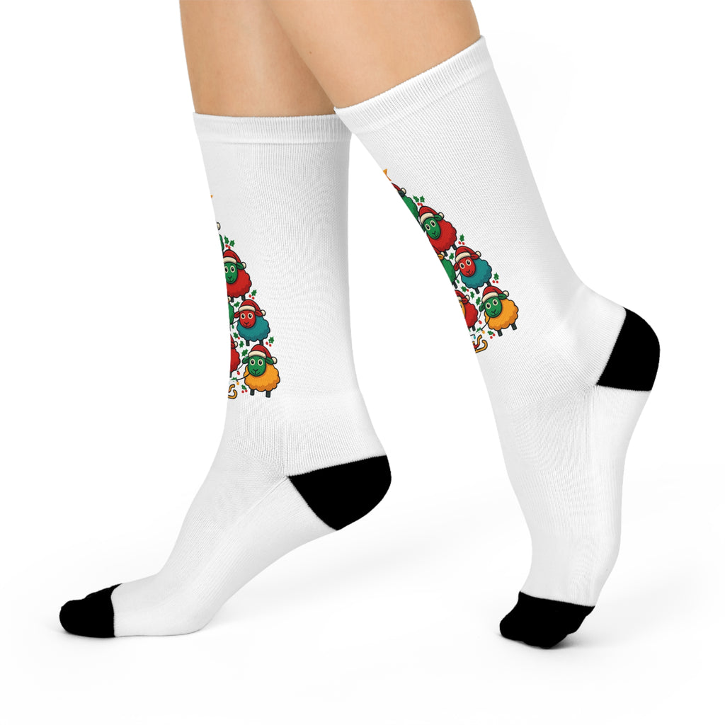 Christmas Tree Emoji Crew Socks — Holiday Cushioned Crew Socks