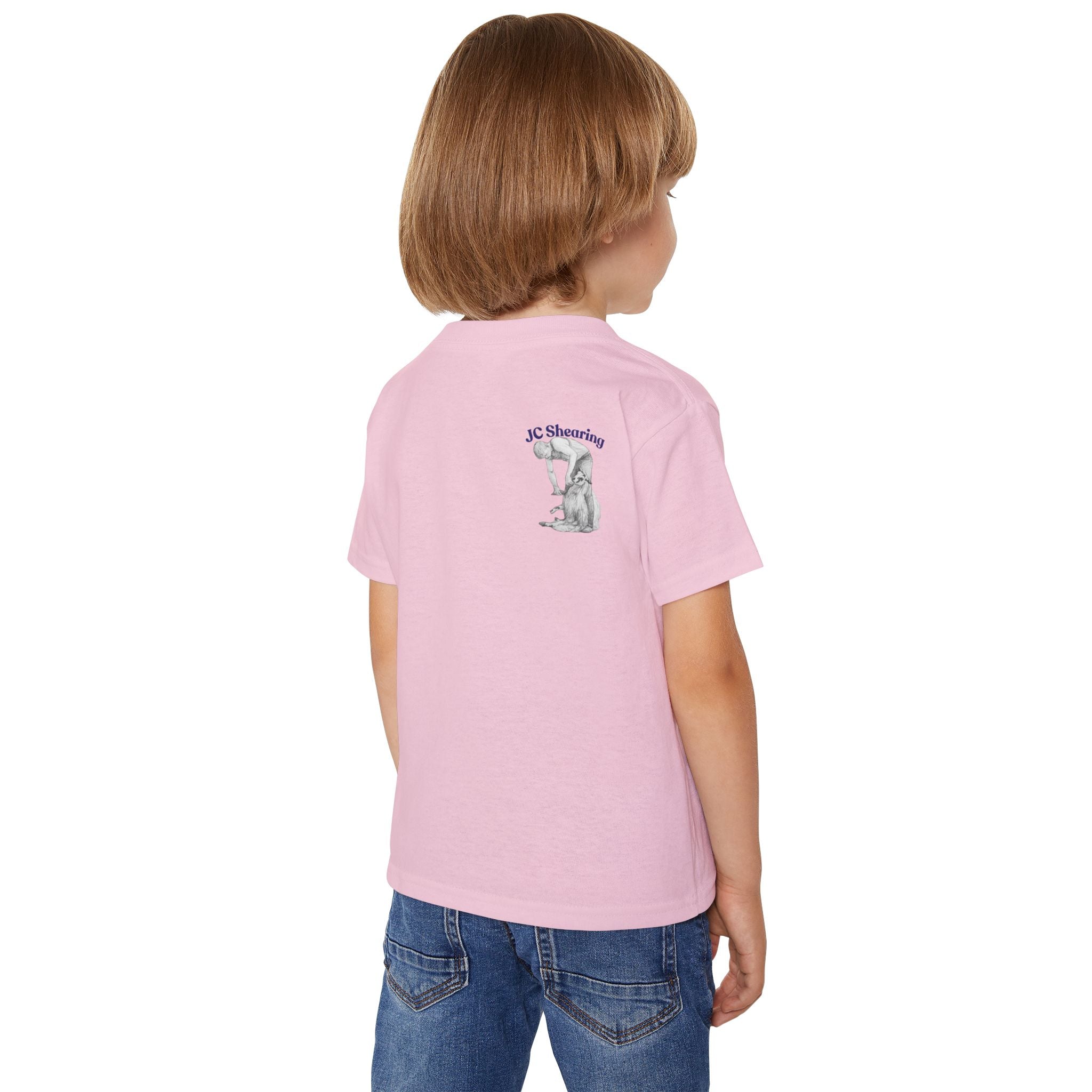 Toddler T-Shirt — Cartoon Farm Tractor with Border Collie & Sheep Friends