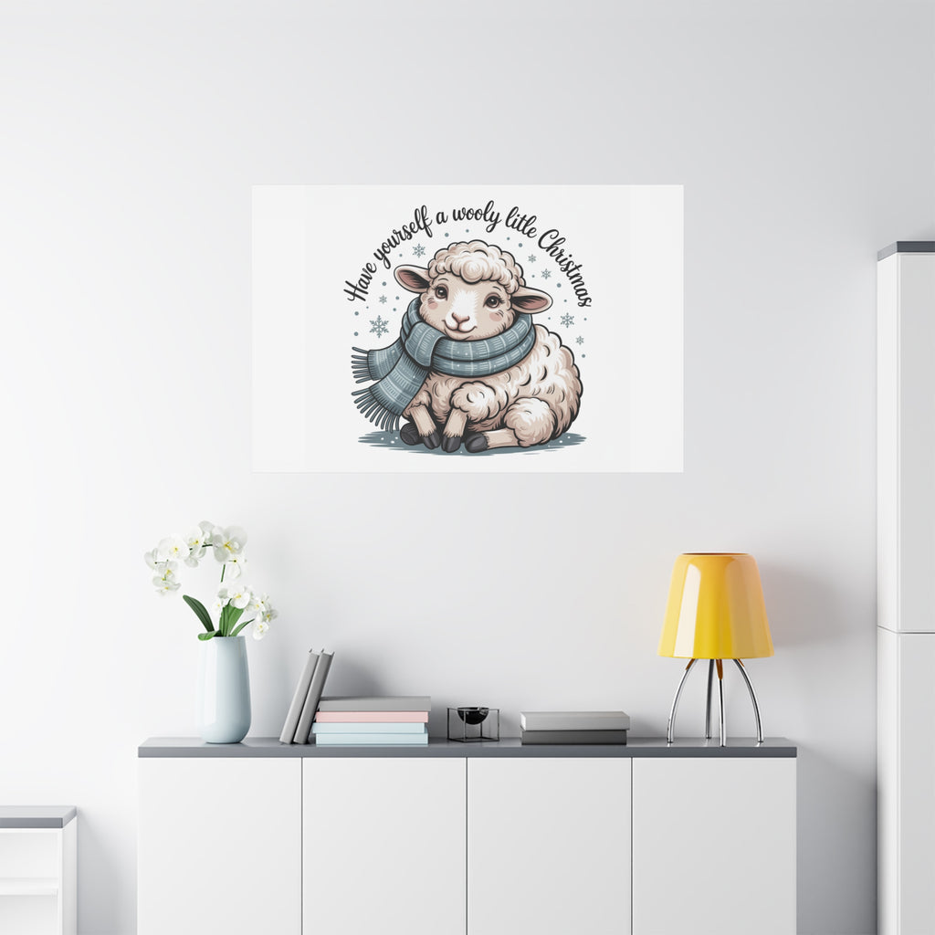 woolly little Christmas sheep Canvas | cozy animal winter print