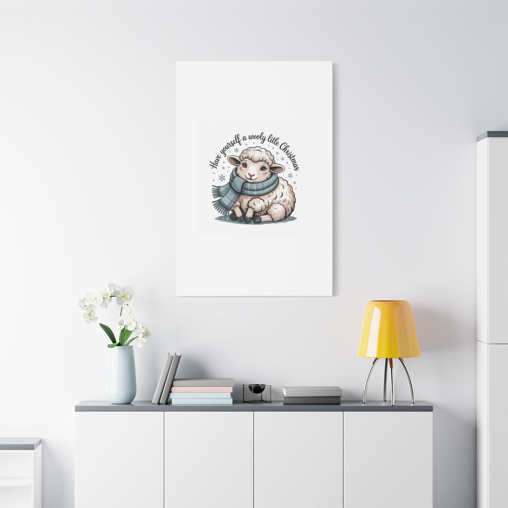 woolly little Christmas sheep Canvas | cozy animal winter print