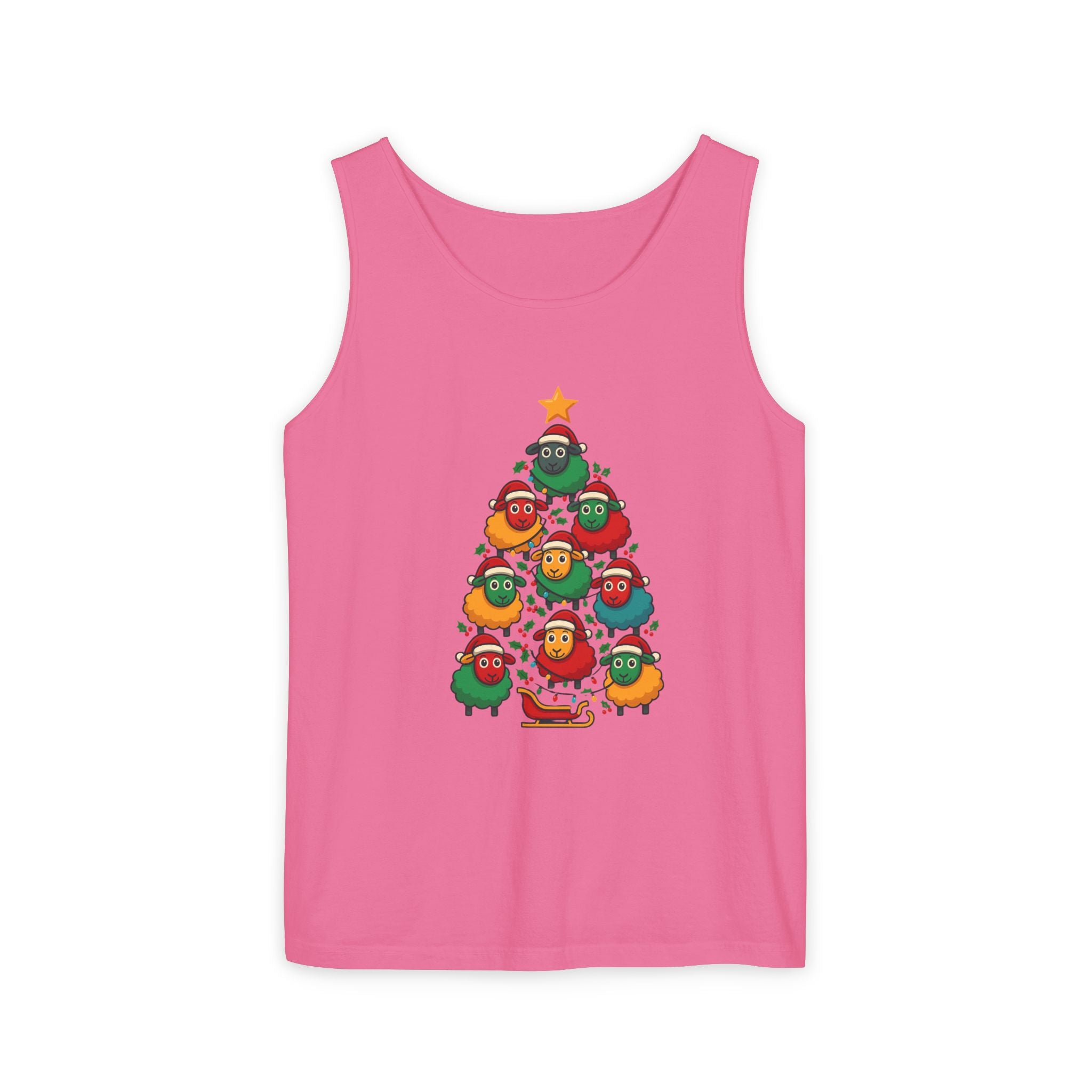 Christmas Sheep Tree Tank Top – Cute Holiday Chick Ornament Design