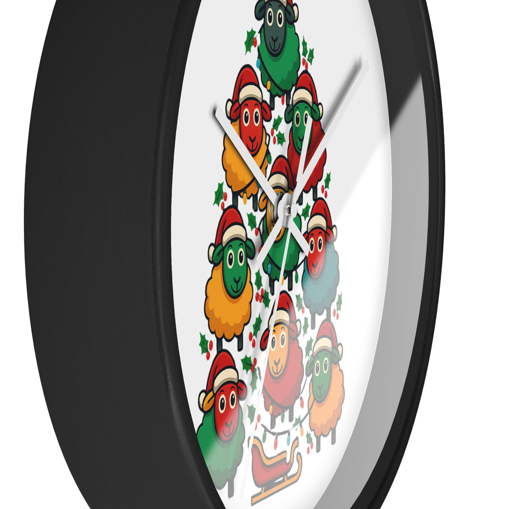 Christmas Sheep Tree Wall Clock — Festive Holiday Home Decor