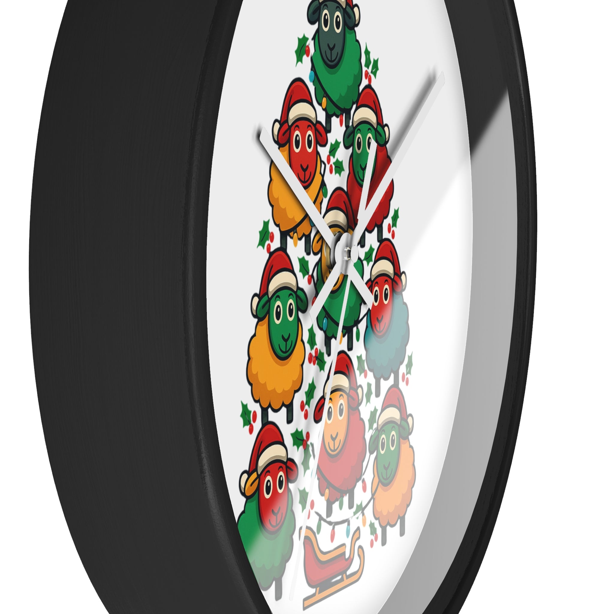 Christmas Sheep Tree Wall Clock — Festive Holiday Home Decor