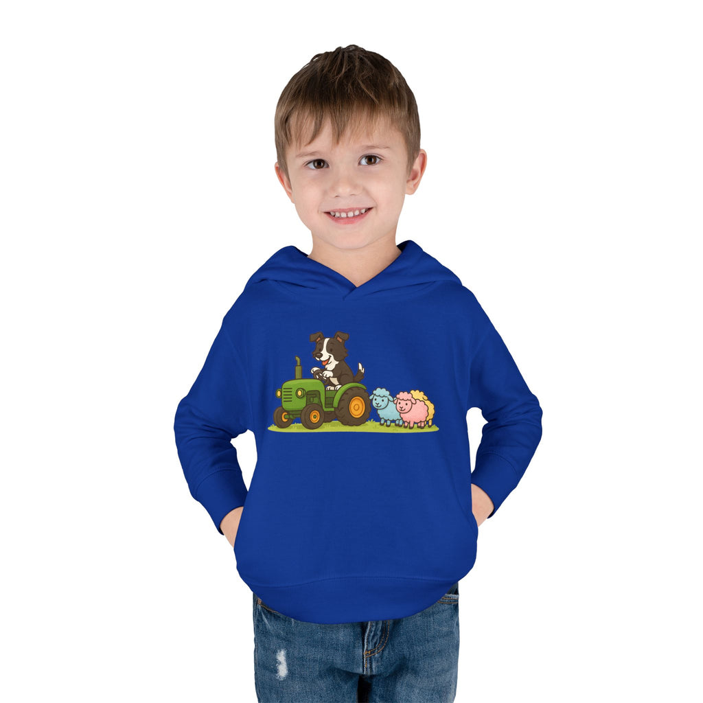 Toddler Hoodie — Cute Farm Tractor with Puppy & Sheep Kids Pullover