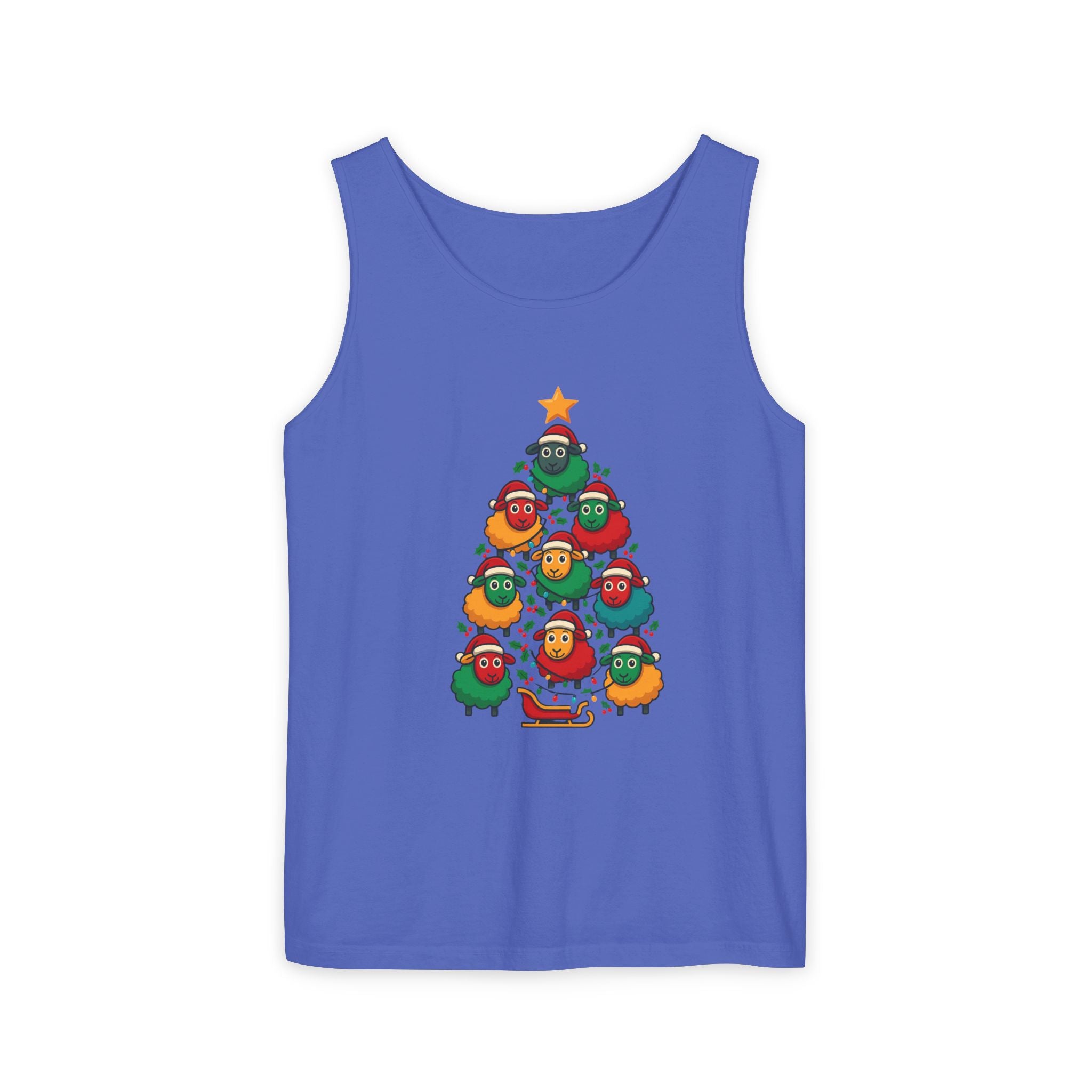 Christmas Sheep Tree Tank Top – Cute Holiday Chick Ornament Design