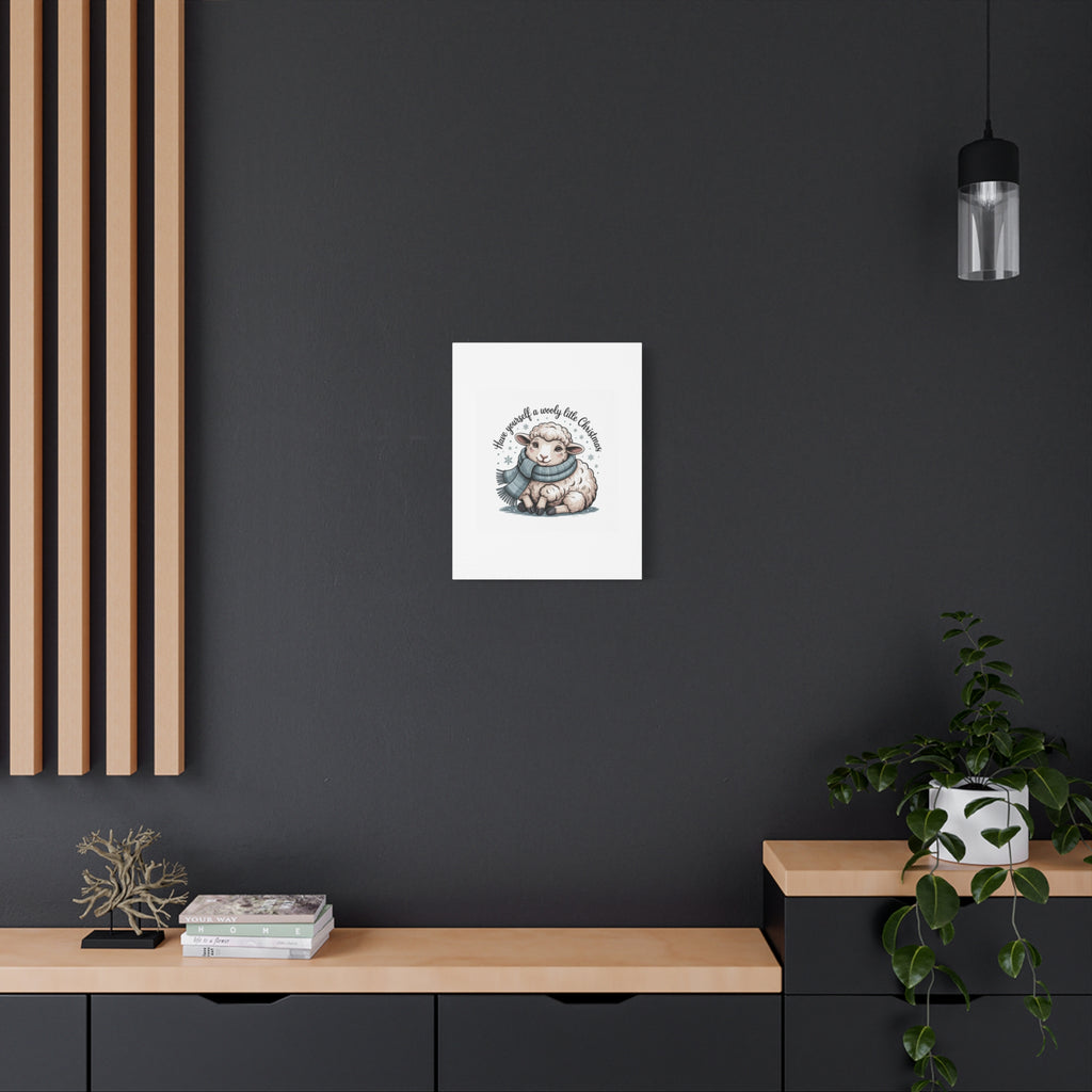 woolly little Christmas sheep Canvas | cozy animal winter print